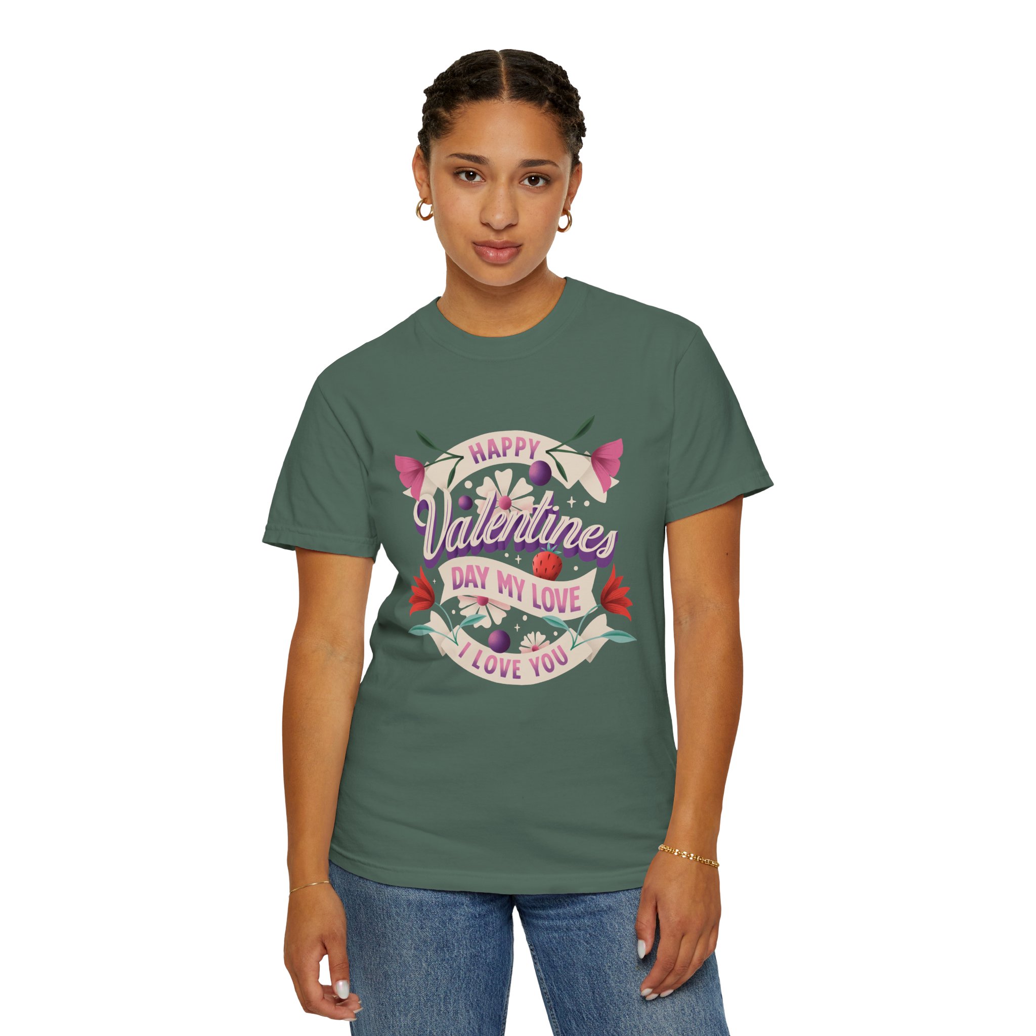 Valentine's Day Unisex T-Shirt, Cute Love Shirt, Garment Dyed Tee, Valentine's Gift, Couple's Apparel, Floral Design - Image 20
