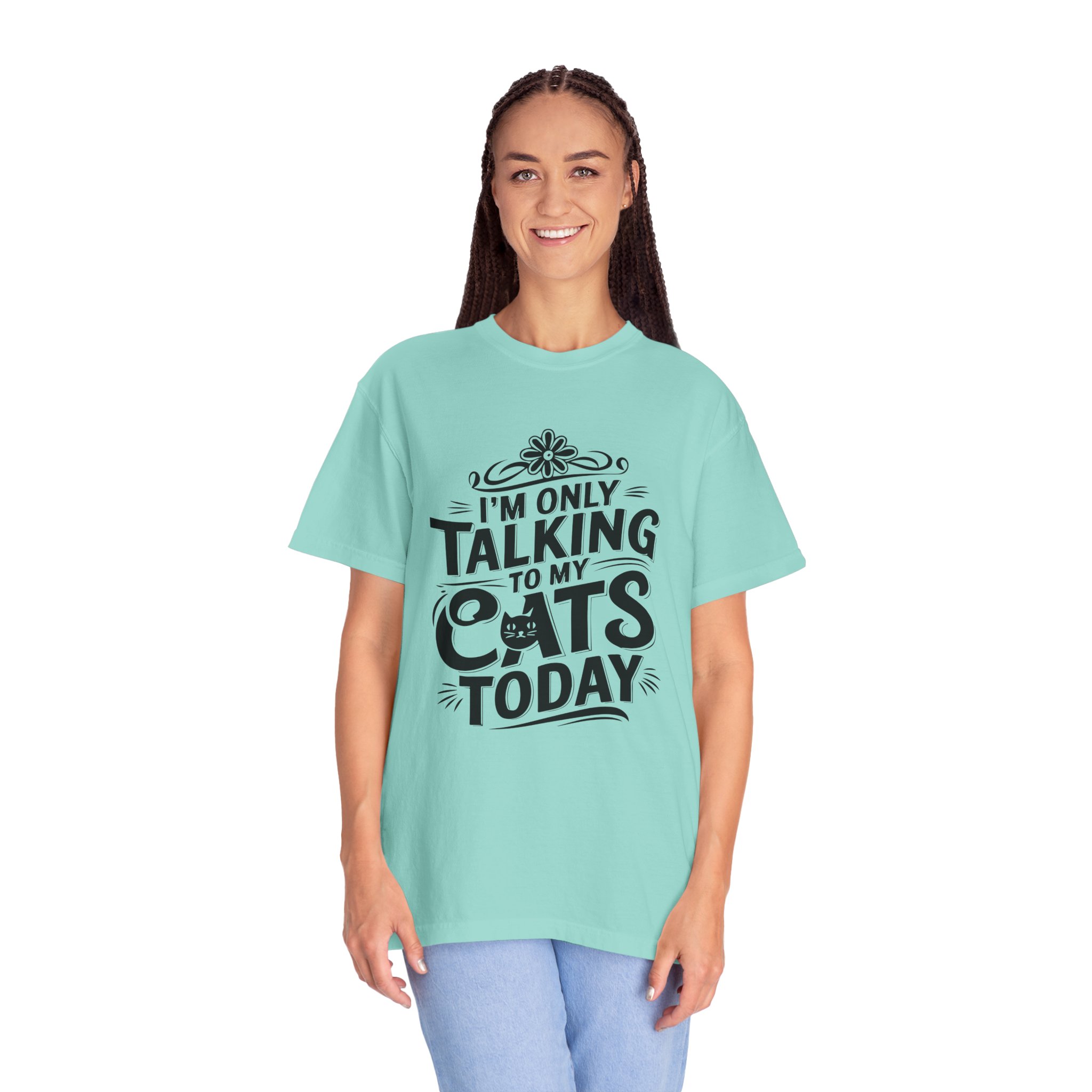 b2 - 5.7 - I’m Only Talking to My Cats Today T-Shirt – Funny Cat Lover Graphic Tee for Introvert Humor & Cozy Pet Lover Vibes. - Image 3