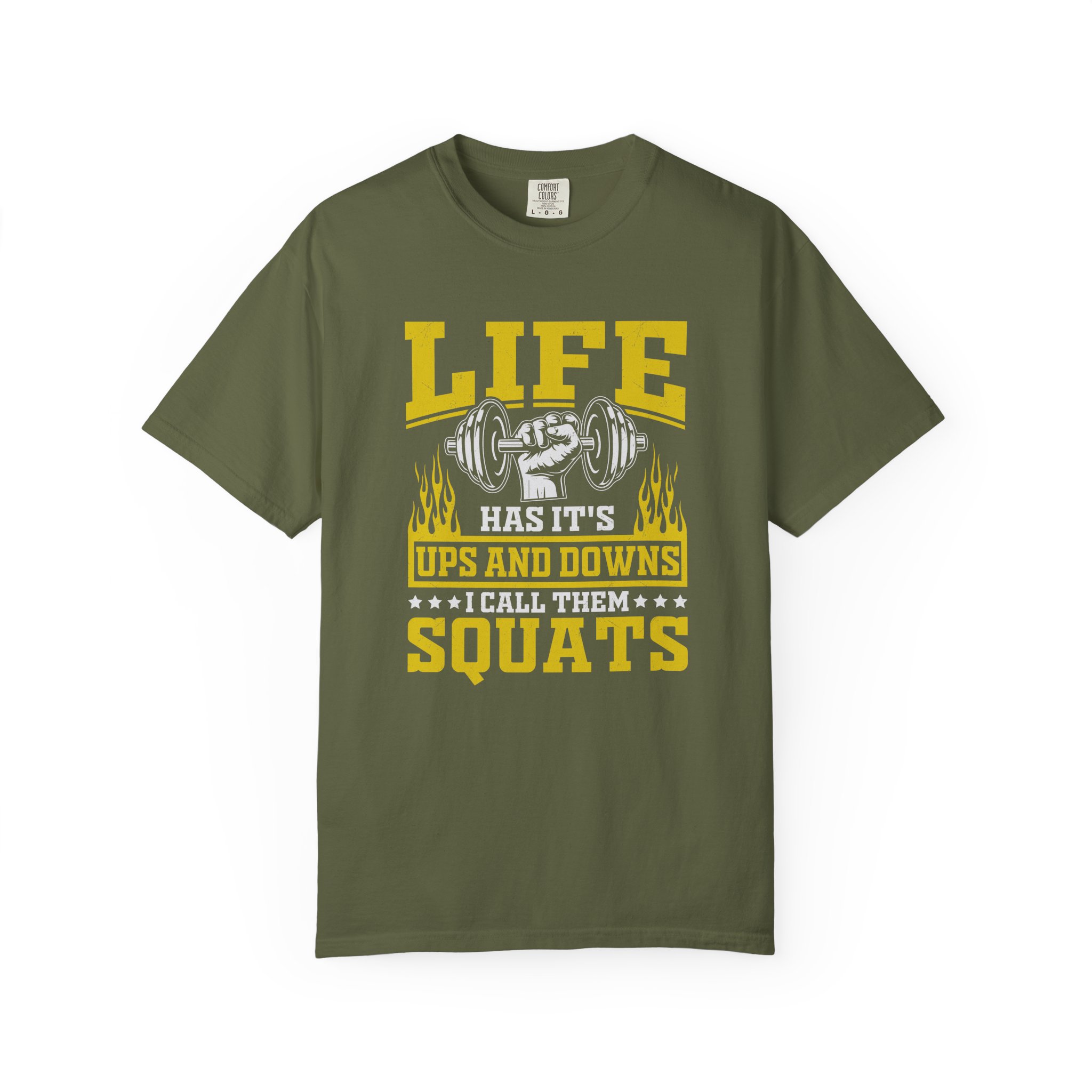 b2 - 6.10 - Life Has Its Ups and Downs I Call Them Squats T-Shirt – Funny Gym Graphic Tee for Fitness Humor & Leg Day Motivation. - Image 9