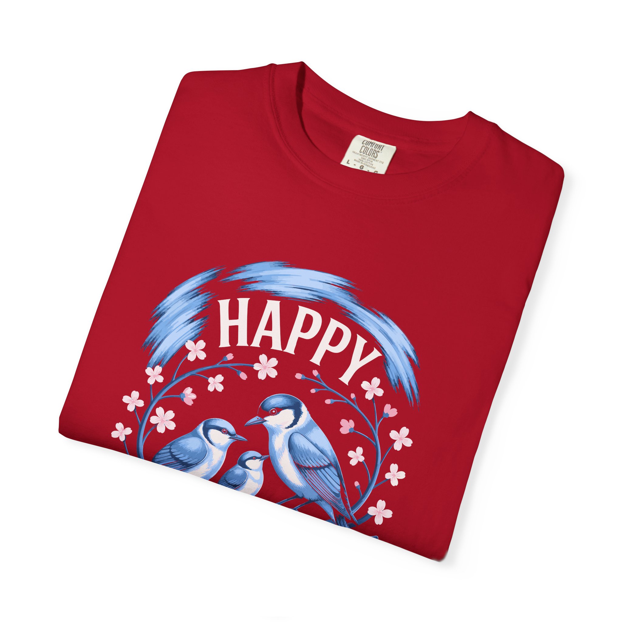 Happy Mother's Day Unisex T-Shirt, Garment-Dyed Tee, Gift for Mom, Spring Fashion, Bird Design Shirt, Casual Wear, Unique Gift Idea. - Image 7