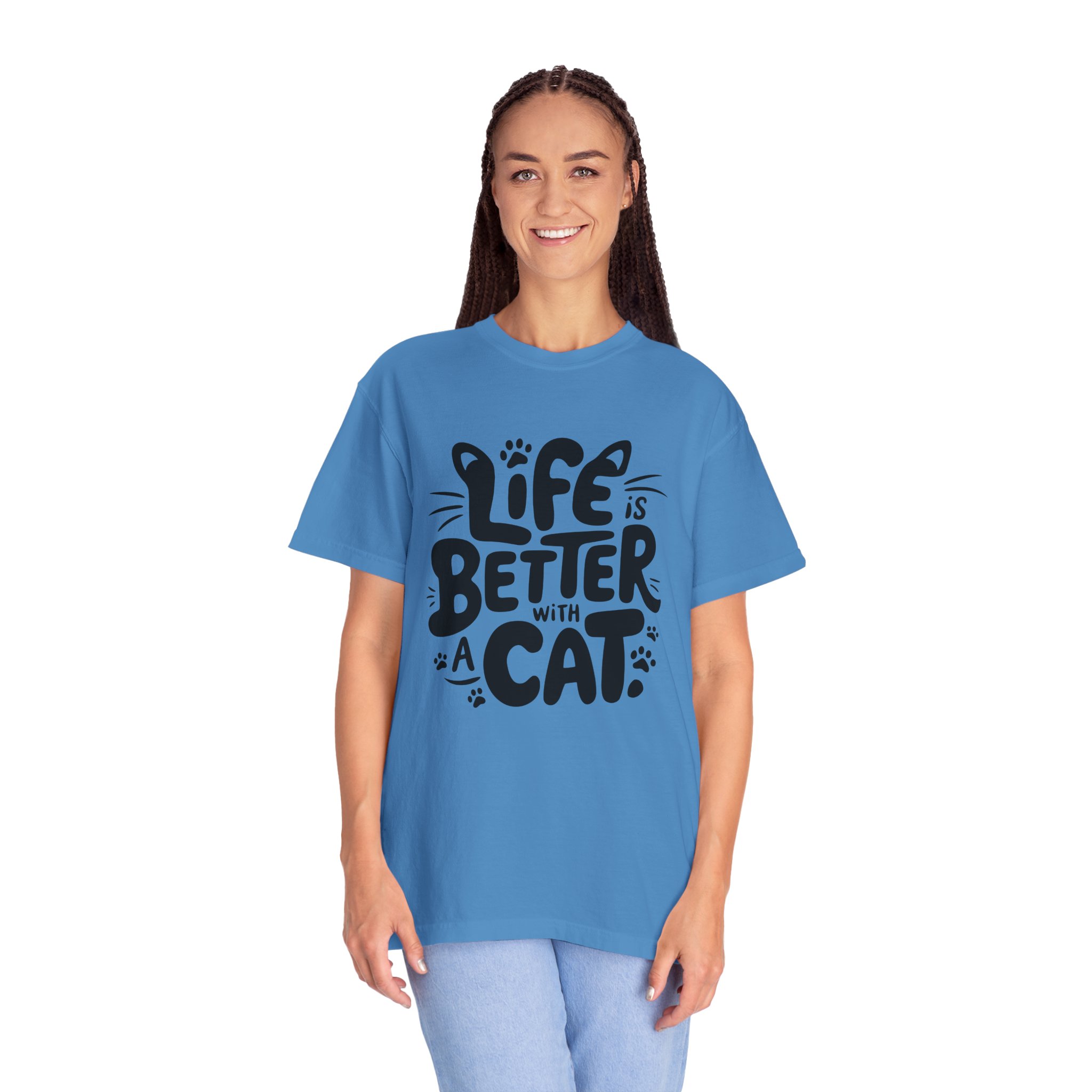 Life is Better with a Cat Unisex Tee, Cat Lover Gift, Animal T-Shirt, Cute Cat Shirt, Casual Wear for Cat Moms, Fun Pet Apparel. - Image 35
