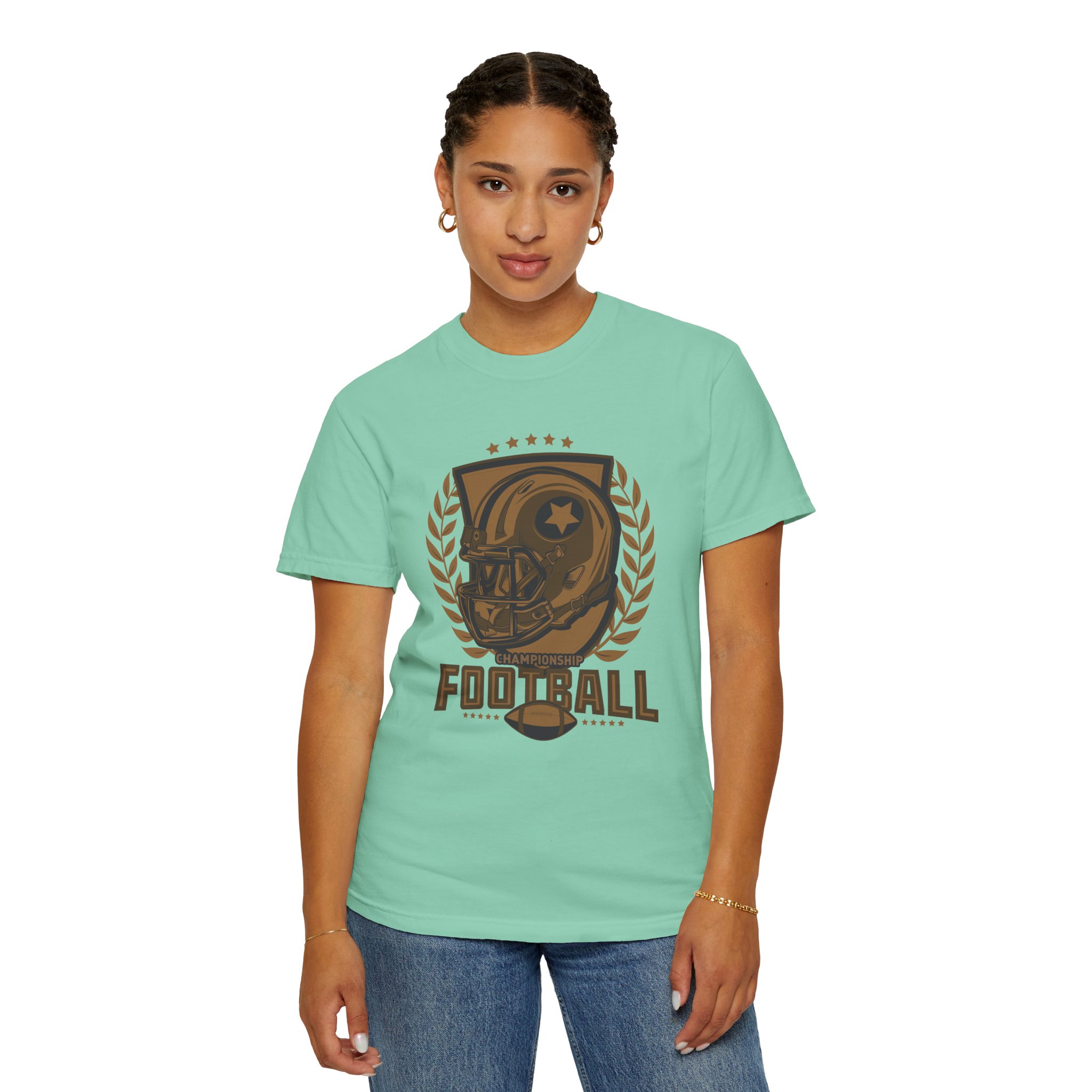 C - 16.14 - Football Unisex Garment-Dyed T-shirt | Casual Sports Apparel, Gift for Fans, Game Day Wear, Comfortable Everyday Style. - Image 20