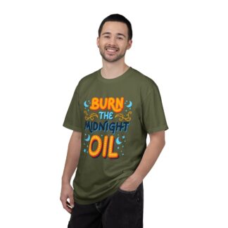 Bold motivational quote tee - Burn the Midnight Oil Unisex Tee - Image 2