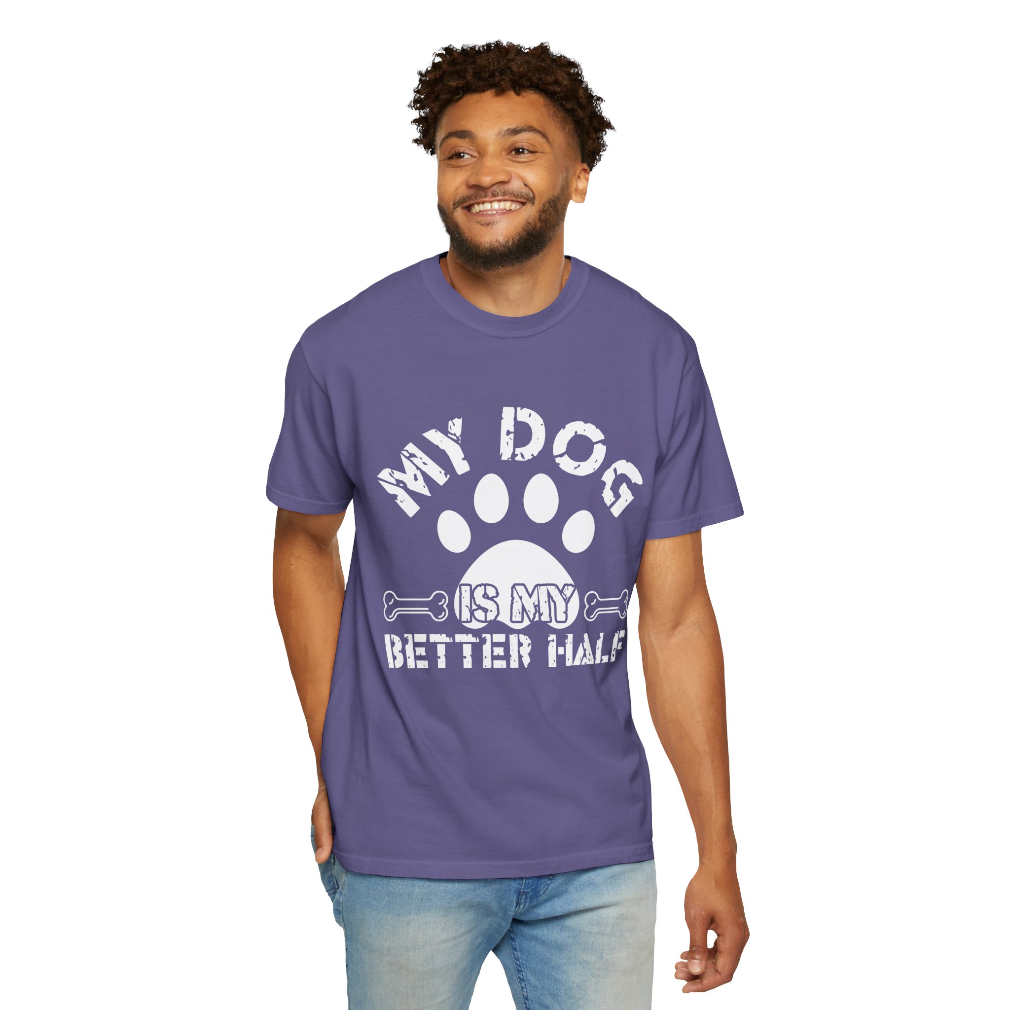 Dog Lover T-Shirt — "My Dog Is My Better Half" Paw Print Tee. - Image 46