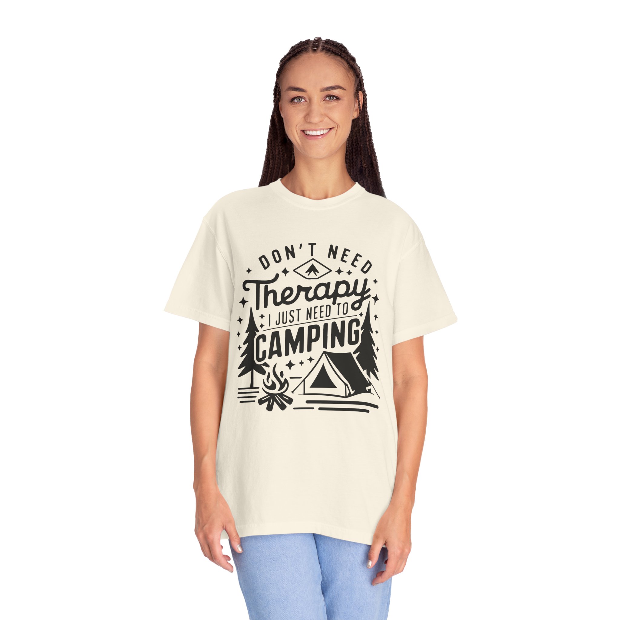 Camping Therapy T-Shirt | Unisex Garment-Dyed Tee for Outdoor Lovers, Perfect Gift for Campers, Nature Lovers, and Adventure Seekers. - Image 3