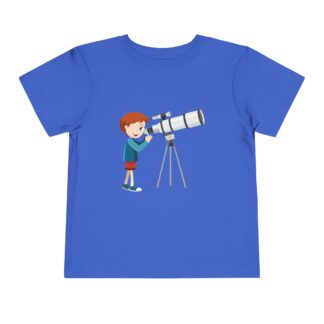 Little Astronomer Telescope Toddler T-Shirt – Cute Space Science Graphic Tee for Kids, Boys & Girls.