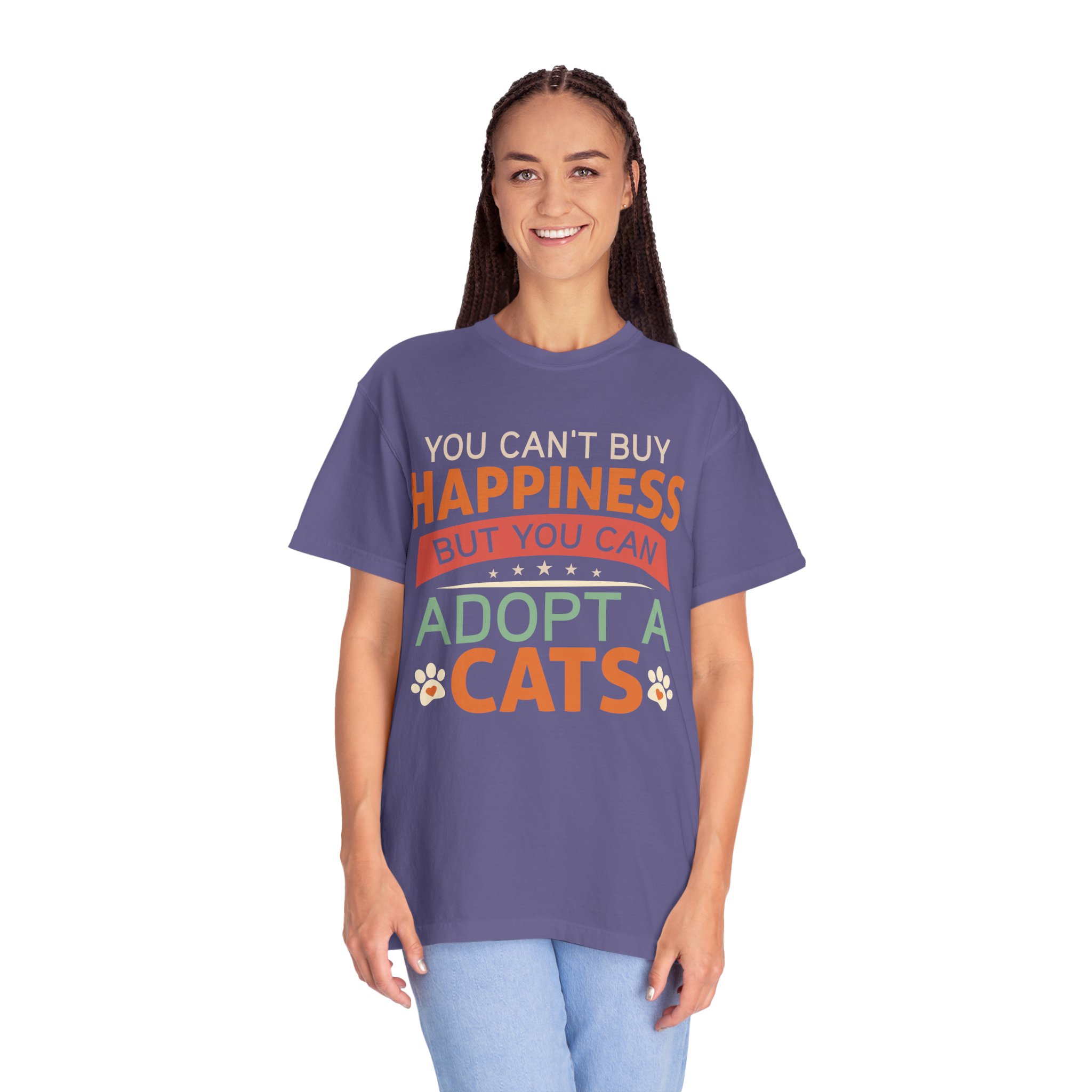 b2 - 5.16 - You Can’t Buy Happiness But You Can Adopt a Cat T-Shirt – Rescue Cat Lover Graphic Tee for Adoption Awareness & Heartwarming Pet Vibes. - Image 35