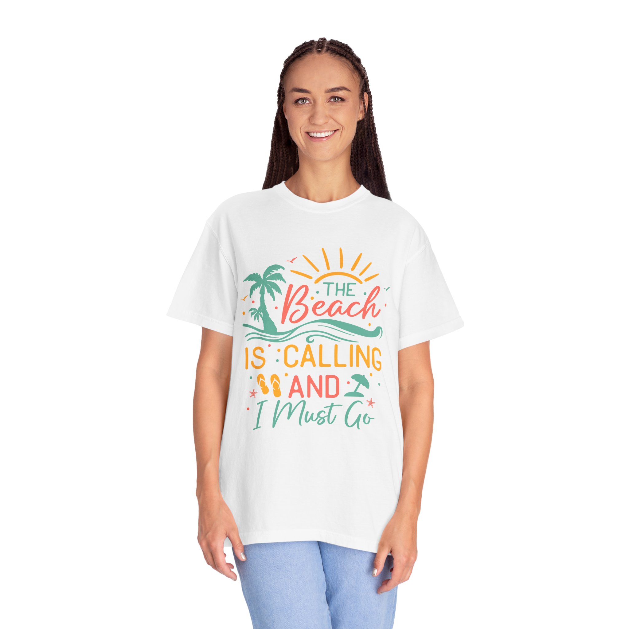C - 13.4 - Beach-Themed Garment-Dyed T-Shirt, Summer Tee, Vacation Shirt, Gift for Beach Lovers, Casual Wear, Fun Summer Outfit. - Image 11