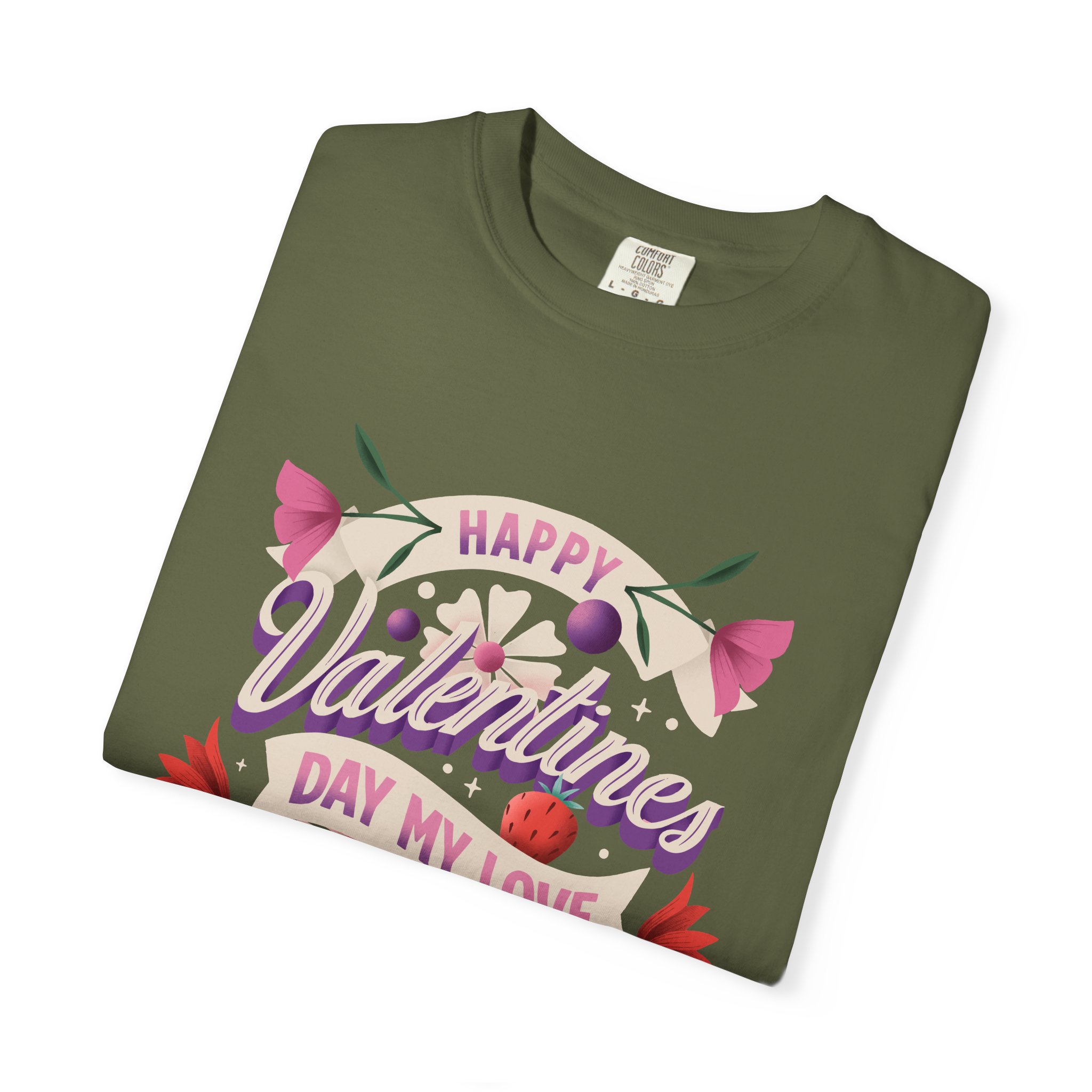 Valentine's Day Unisex T-Shirt, Cute Love Shirt, Garment Dyed Tee, Valentine's Gift, Couple's Apparel, Floral Design - Image 15