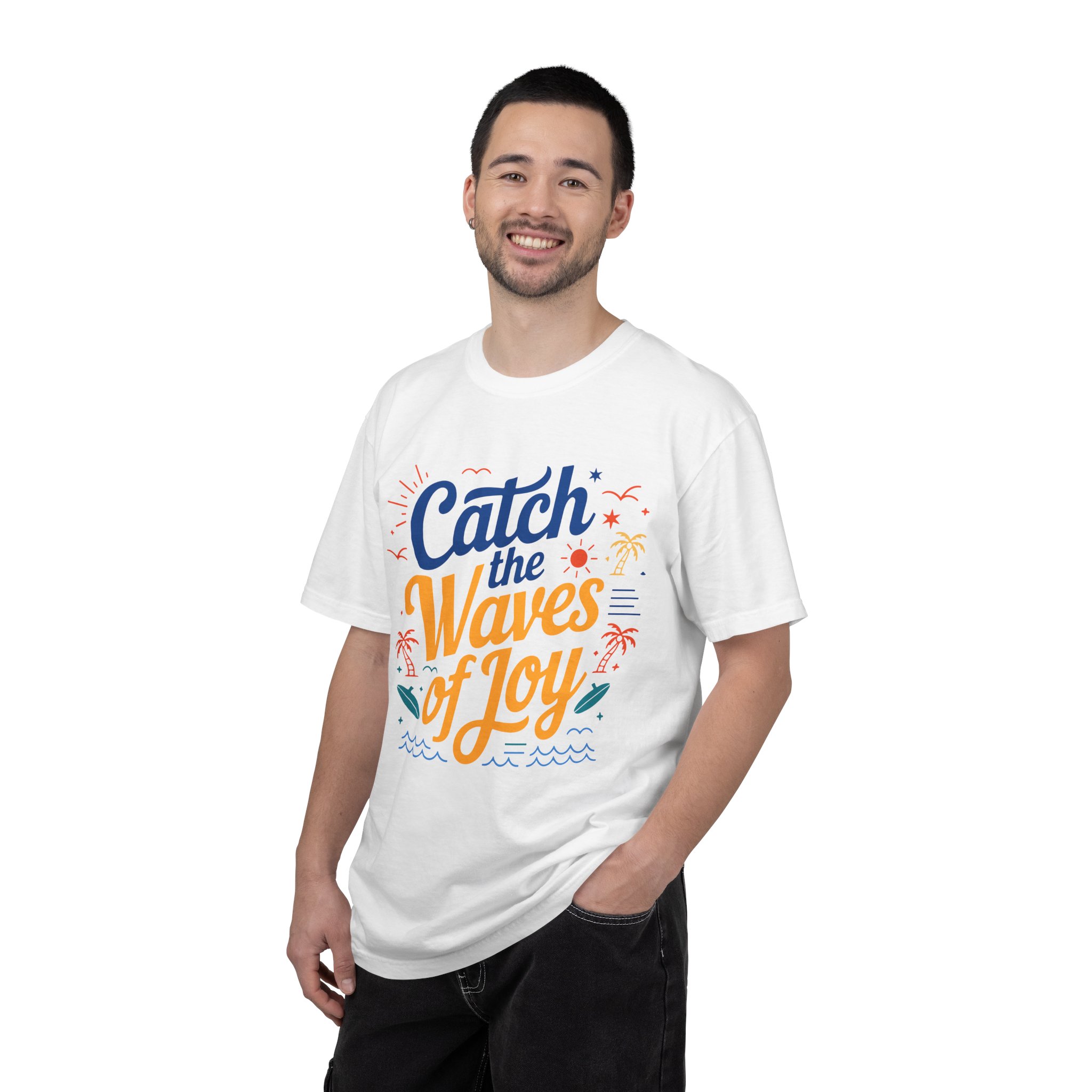 Catch the Waves of Joy T-Shirt, Beachwear, Summer Apparel, Unisex Fashion, Vacation Shirt, Gift for Surfers. - Image 2
