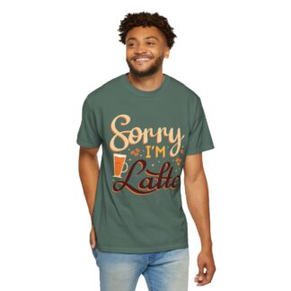 Funny coffee Tshirts for Coffee Lovers - Sorry I’m Latte Unisex Tee - Image 6