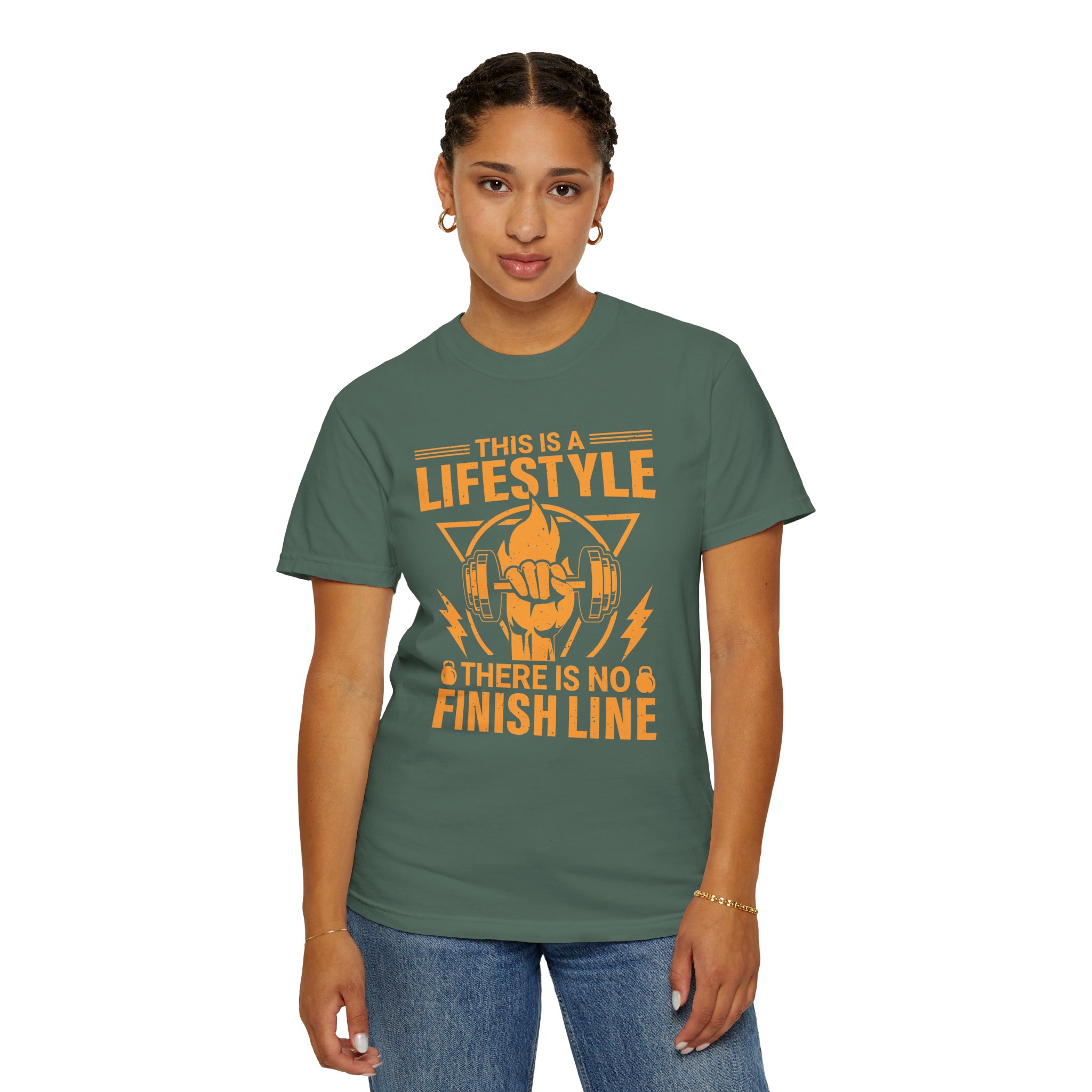b2 - 6.15b - This Is a Lifestyle There Is No Finish Line T-Shirt – Motivational Running Graphic Tee for Endurance, Commitment & Active Living. - Image 4