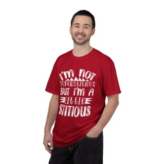 Funny sayings Tshirt - I’m Not Superstitious But I’m a Little Stitious Unisex Tee - Image 2
