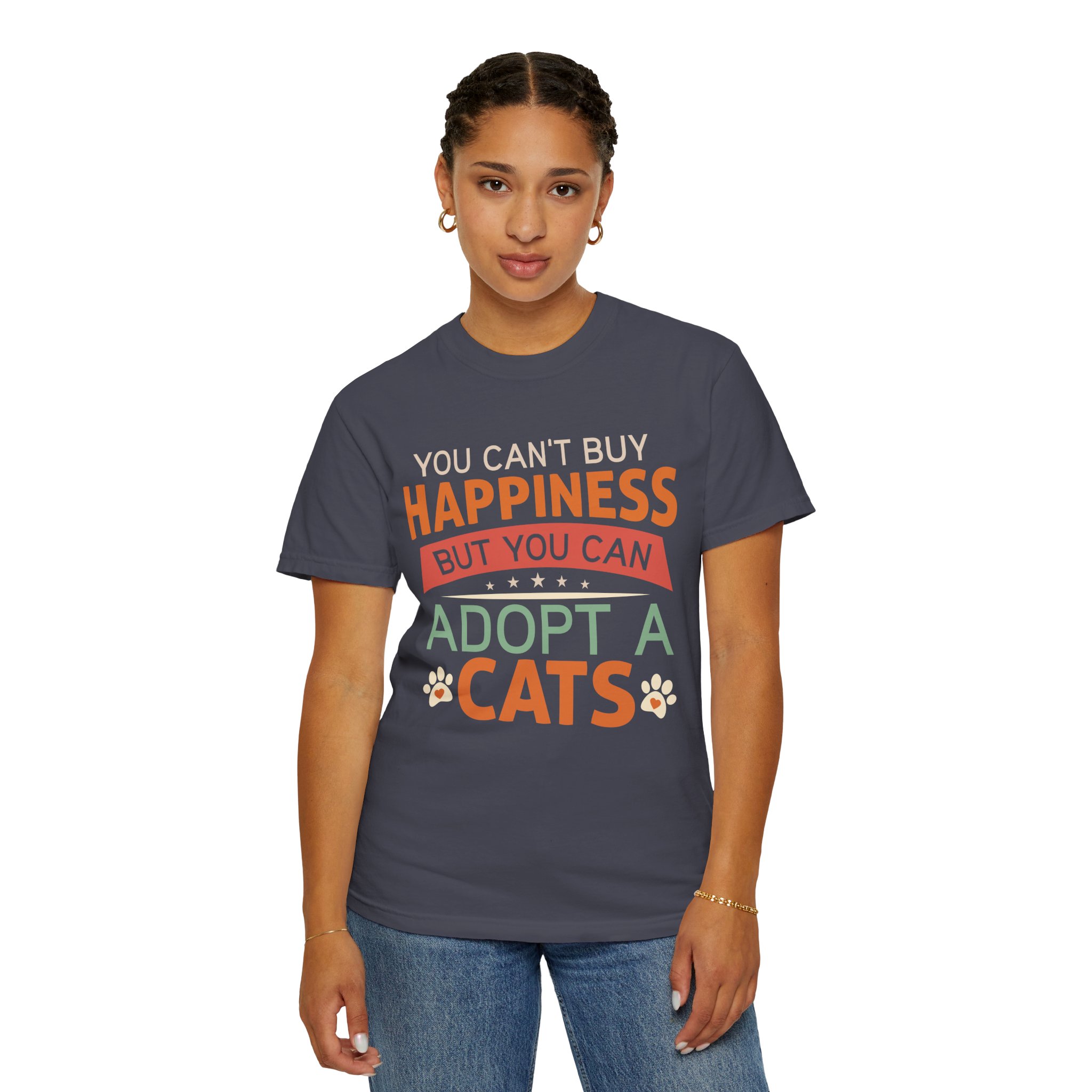b2 - 5.16 - You Can’t Buy Happiness But You Can Adopt a Cat T-Shirt – Rescue Cat Lover Graphic Tee for Adoption Awareness & Heartwarming Pet Vibes. - Image 28