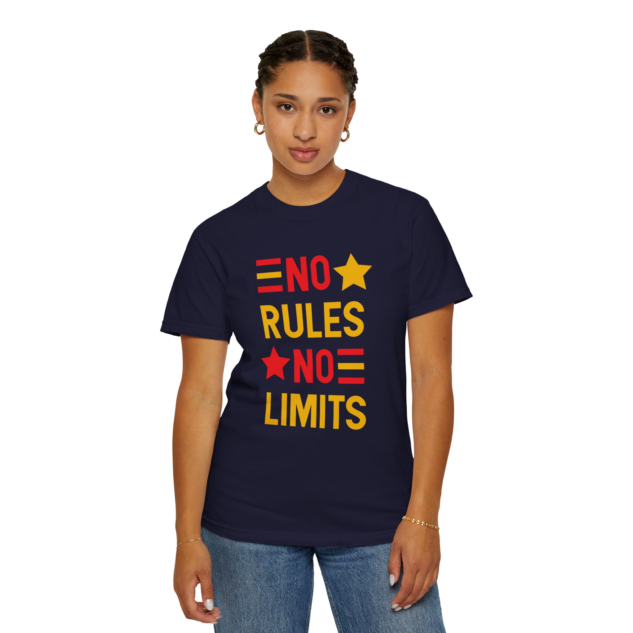 No Rules No Limits Graphic T-Shirt – Bold Retro Star Typography Tee for Streetwear Lovers & Trendy Style. - Image 36