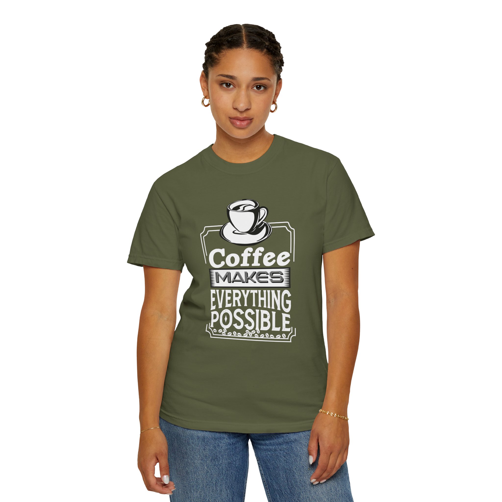 b2 - 1.3 - Coffee Makes Everything Possible T-Shirt – Funny Coffee Lover Graphic Tee for Motivation & Daily Energy. - Image 12