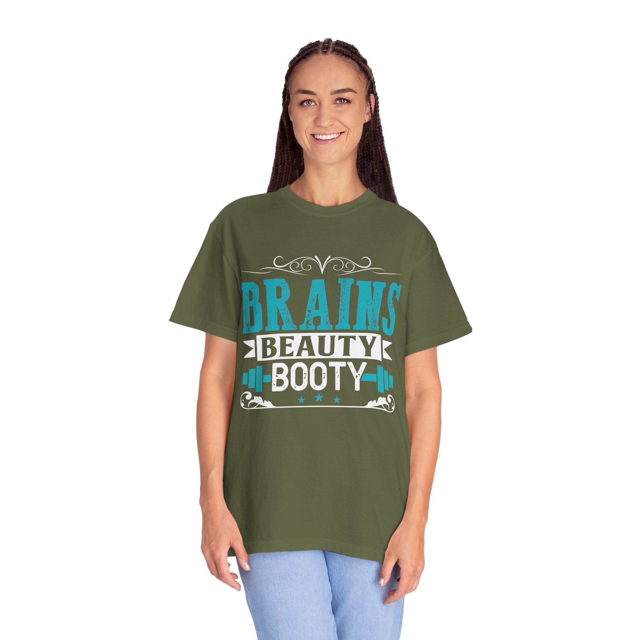 b2 - 6.12 - Brains Beauty Booty T-Shirt – Motivational Fitness Graphic Tee for Confidence, Strength & Empowered Style. - Image 19