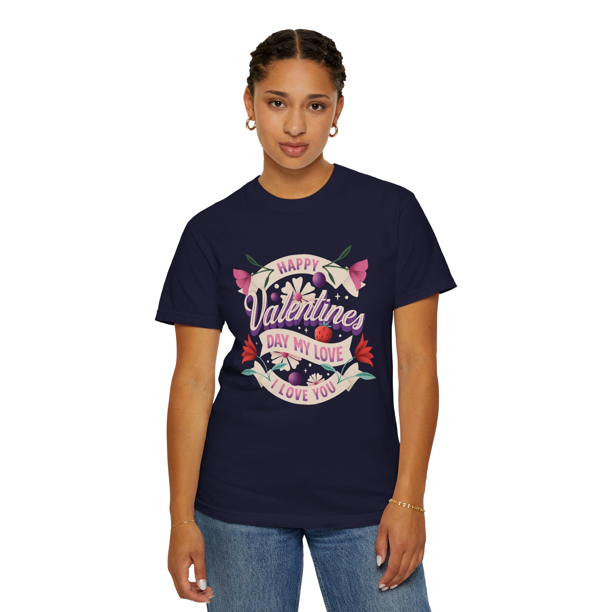 Valentine's Day Unisex T-Shirt, Cute Love Shirt, Garment Dyed Tee, Valentine's Gift, Couple's Apparel, Floral Design - Image 28