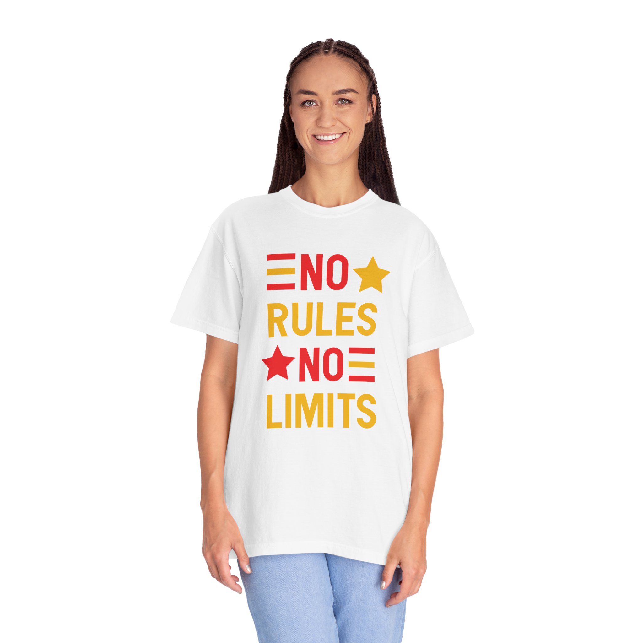 No Rules No Limits Graphic T-Shirt – Bold Retro Star Typography Tee for Streetwear Lovers & Trendy Style. - Image 11