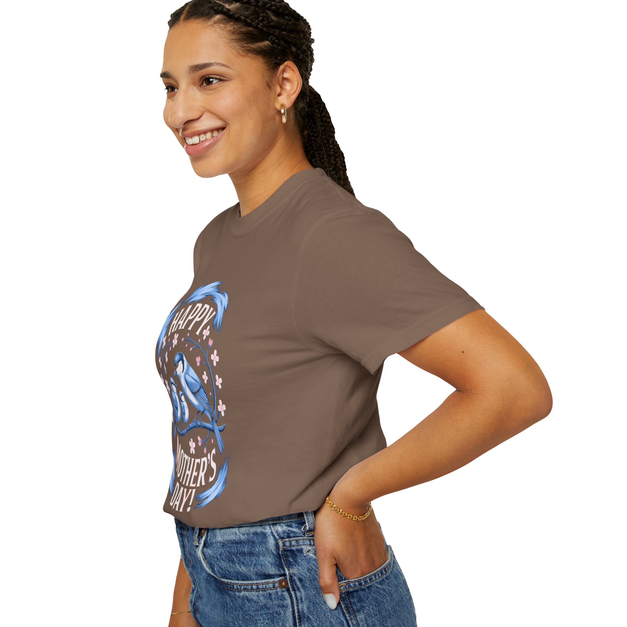 Happy Mother's Day Unisex T-Shirt, Garment-Dyed Tee, Gift for Mom, Spring Fashion, Bird Design Shirt, Casual Wear, Unique Gift Idea. - Image 13