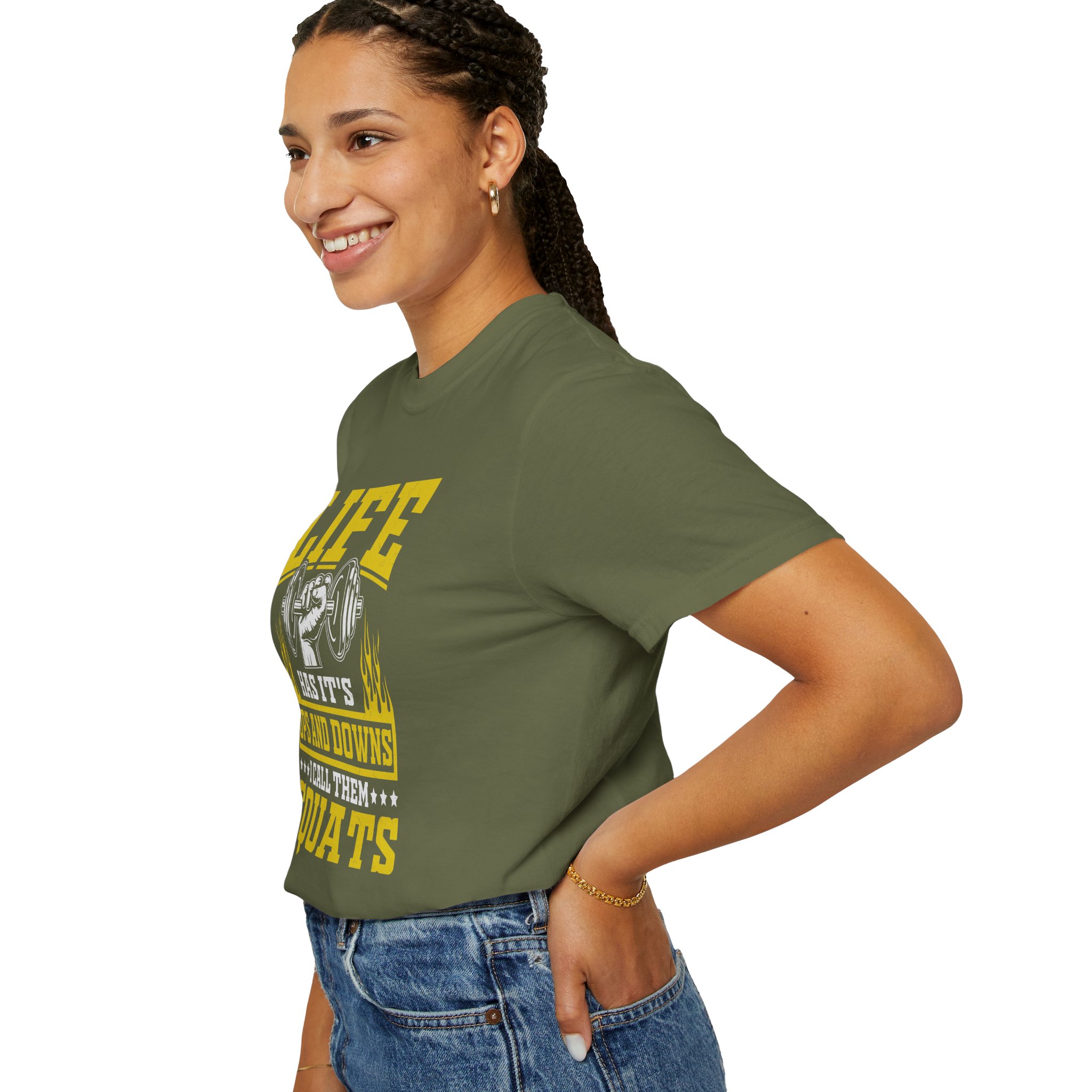 b2 - 6.10 - Life Has Its Ups and Downs I Call Them Squats T-Shirt – Funny Gym Graphic Tee for Fitness Humor & Leg Day Motivation. - Image 13