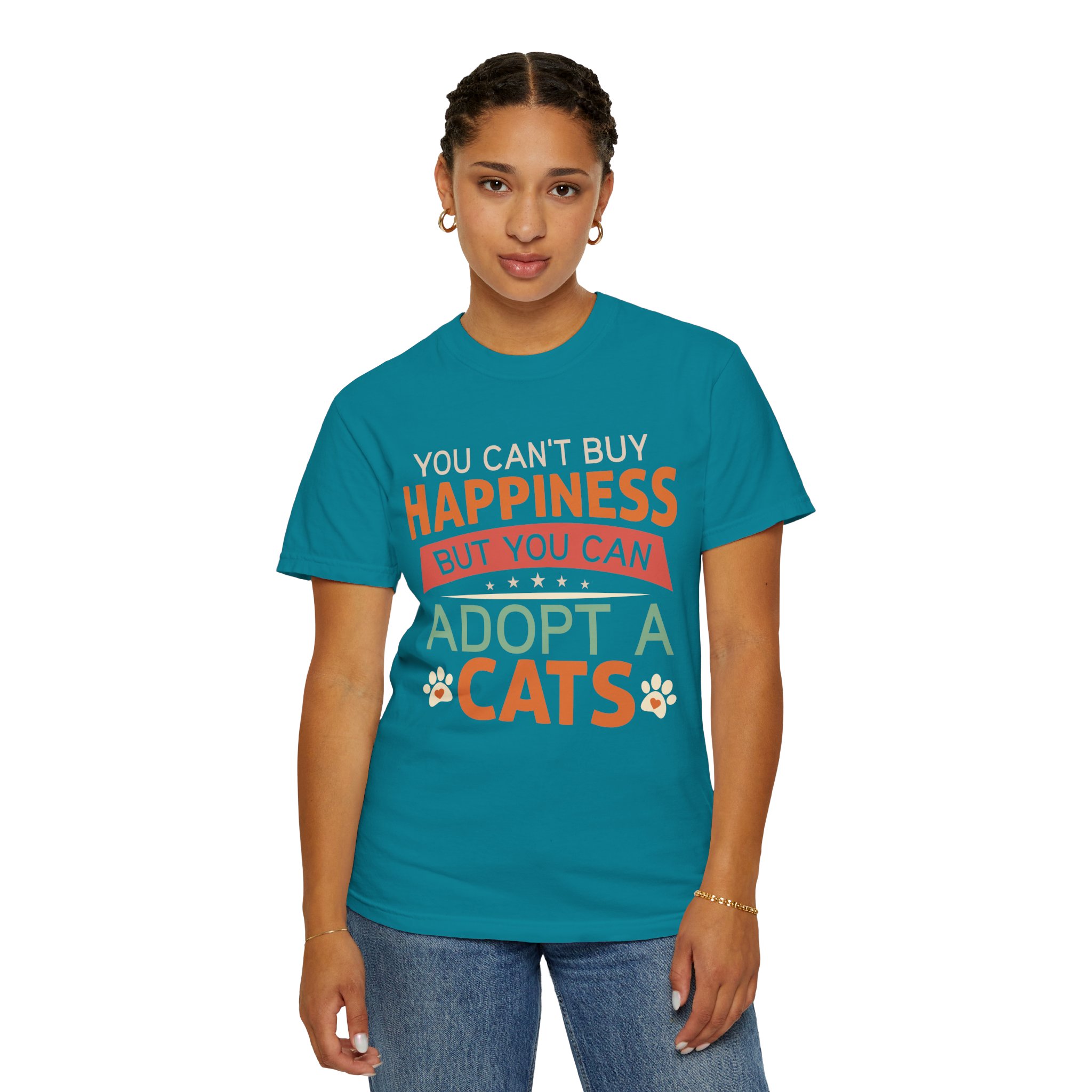 b2 - 5.16 - You Can’t Buy Happiness But You Can Adopt a Cat T-Shirt – Rescue Cat Lover Graphic Tee for Adoption Awareness & Heartwarming Pet Vibes. - Image 20