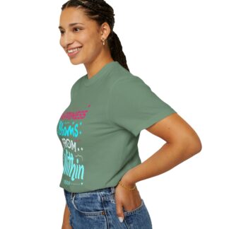 Inspirational quotes Tshirts for Self Love - Happiness Blooms From Within Unisex Tee - Image 21