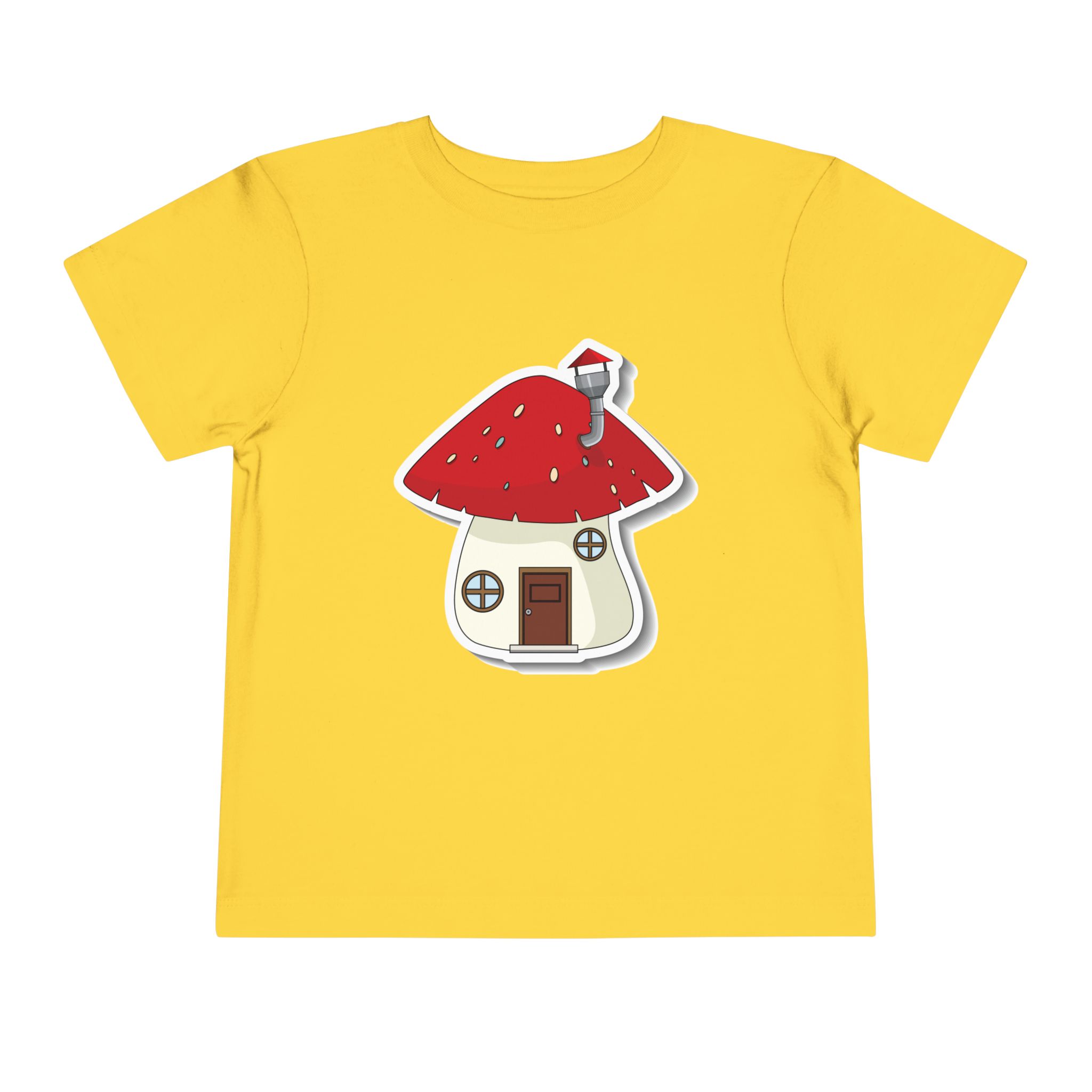 Cute Red Toadstool Cottage Toddler T-Shirt – Adorable Mushroom House Graphic Tee for Kids, Boys & Girls.