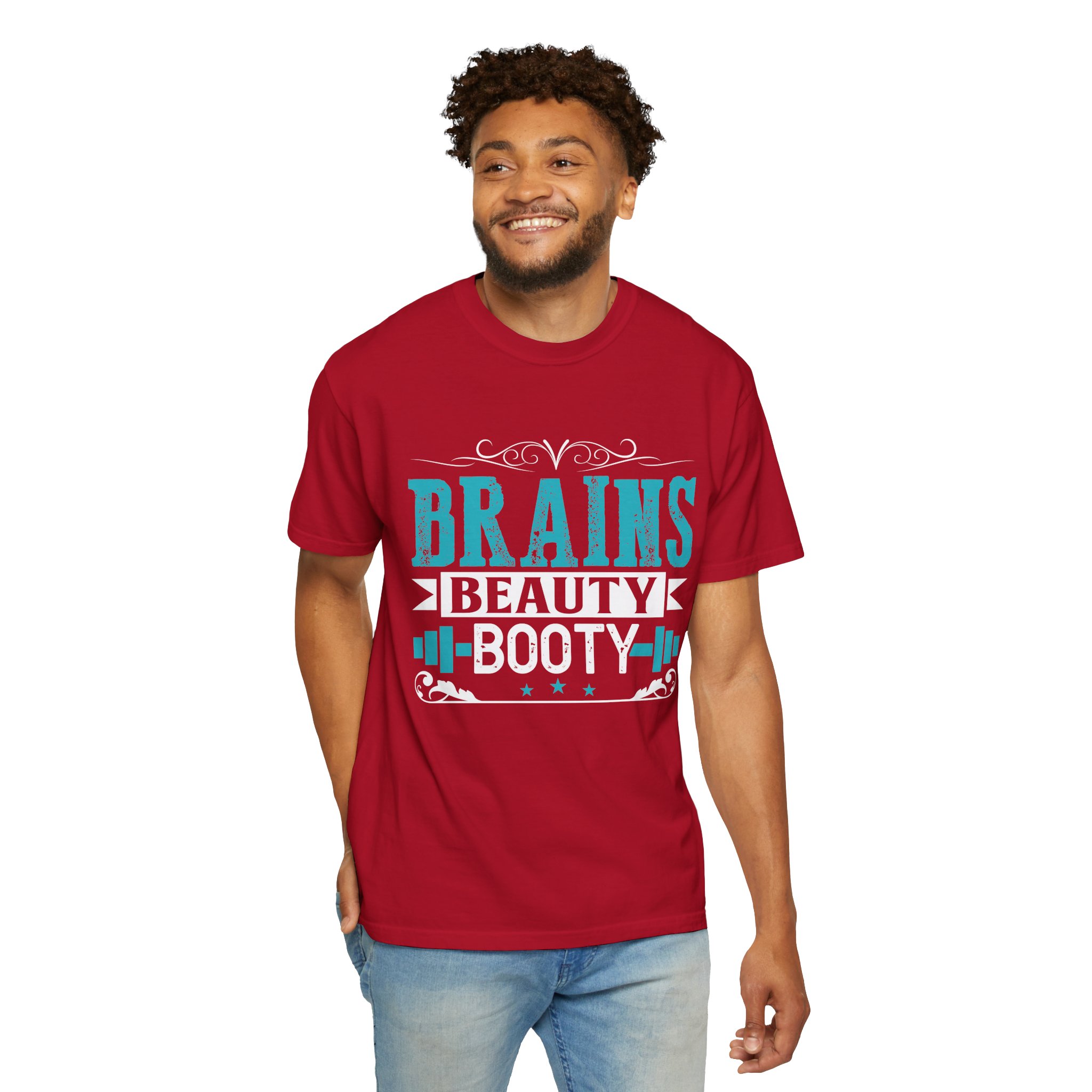 b2 - 6.12 - Brains Beauty Booty T-Shirt – Motivational Fitness Graphic Tee for Confidence, Strength & Empowered Style. - Image 6