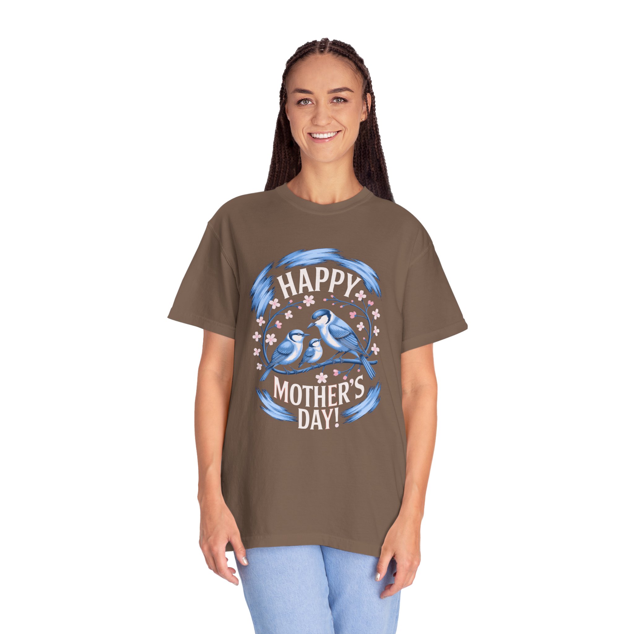 Happy Mother's Day Unisex T-Shirt, Garment-Dyed Tee, Gift for Mom, Spring Fashion, Bird Design Shirt, Casual Wear, Unique Gift Idea. - Image 11