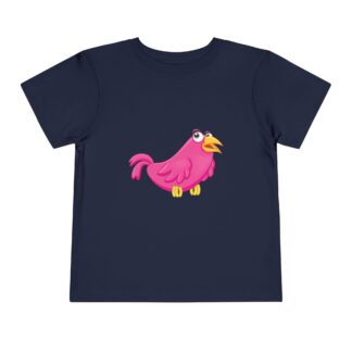 Pink Cartoon Bird Toddler T-Shirt – Cute Short Sleeve Graphic Tee for Kids, Boys & Girls.