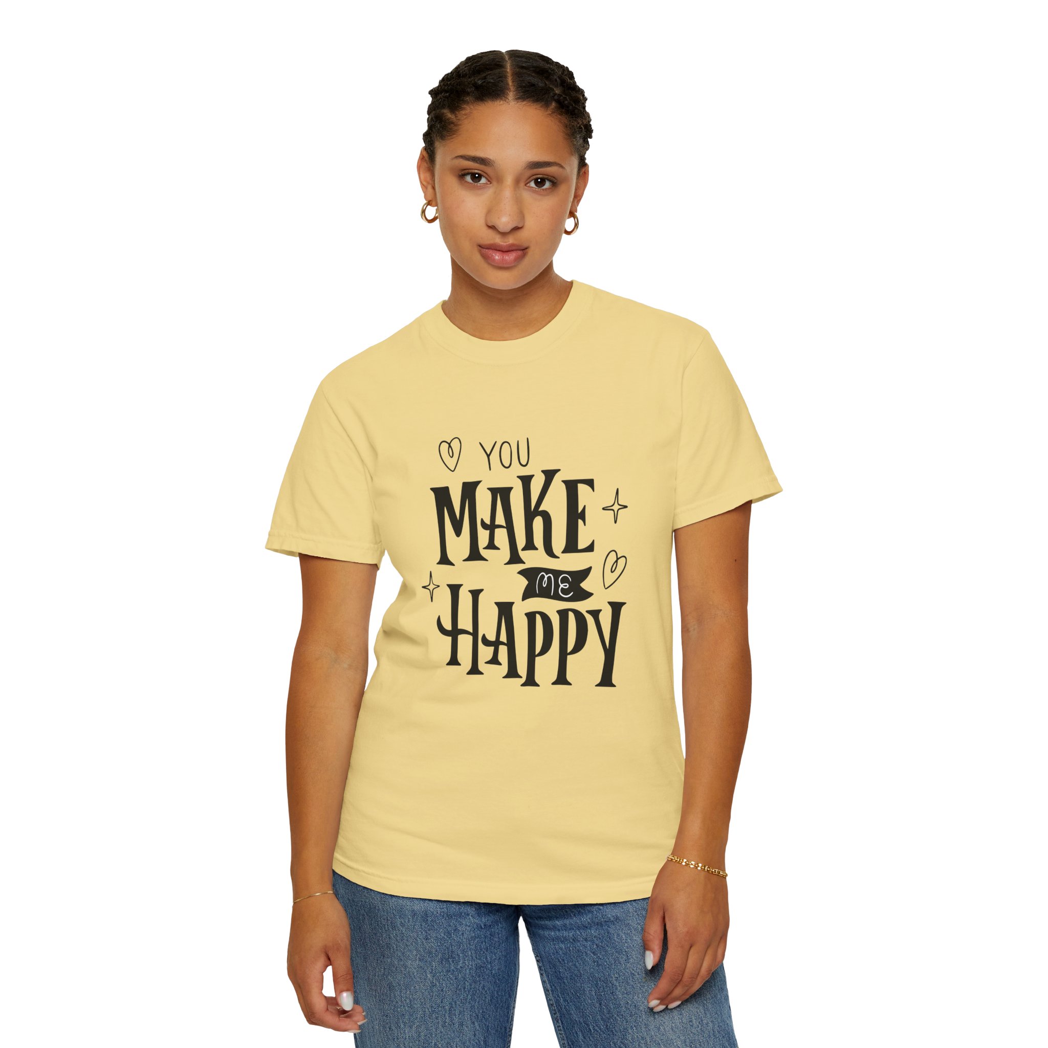 Joyful Message T-Shirt - You Make Me Happy - Gift for Friends, Casual Wear, Birthday Gift, Uplifting Apparel, Everyday Comfort. - Image 12