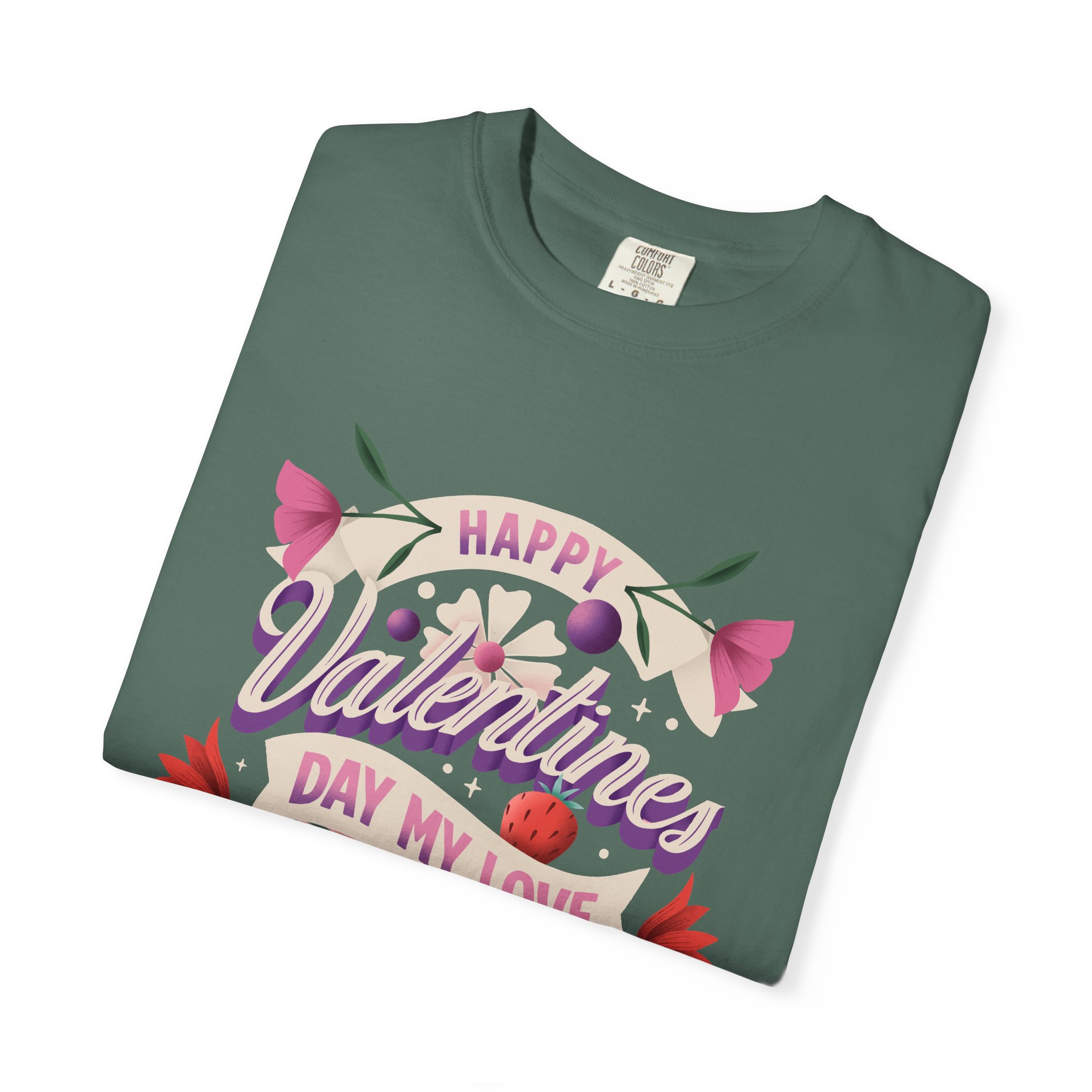 Valentine's Day Unisex T-Shirt, Cute Love Shirt, Garment Dyed Tee, Valentine's Gift, Couple's Apparel, Floral Design - Image 23
