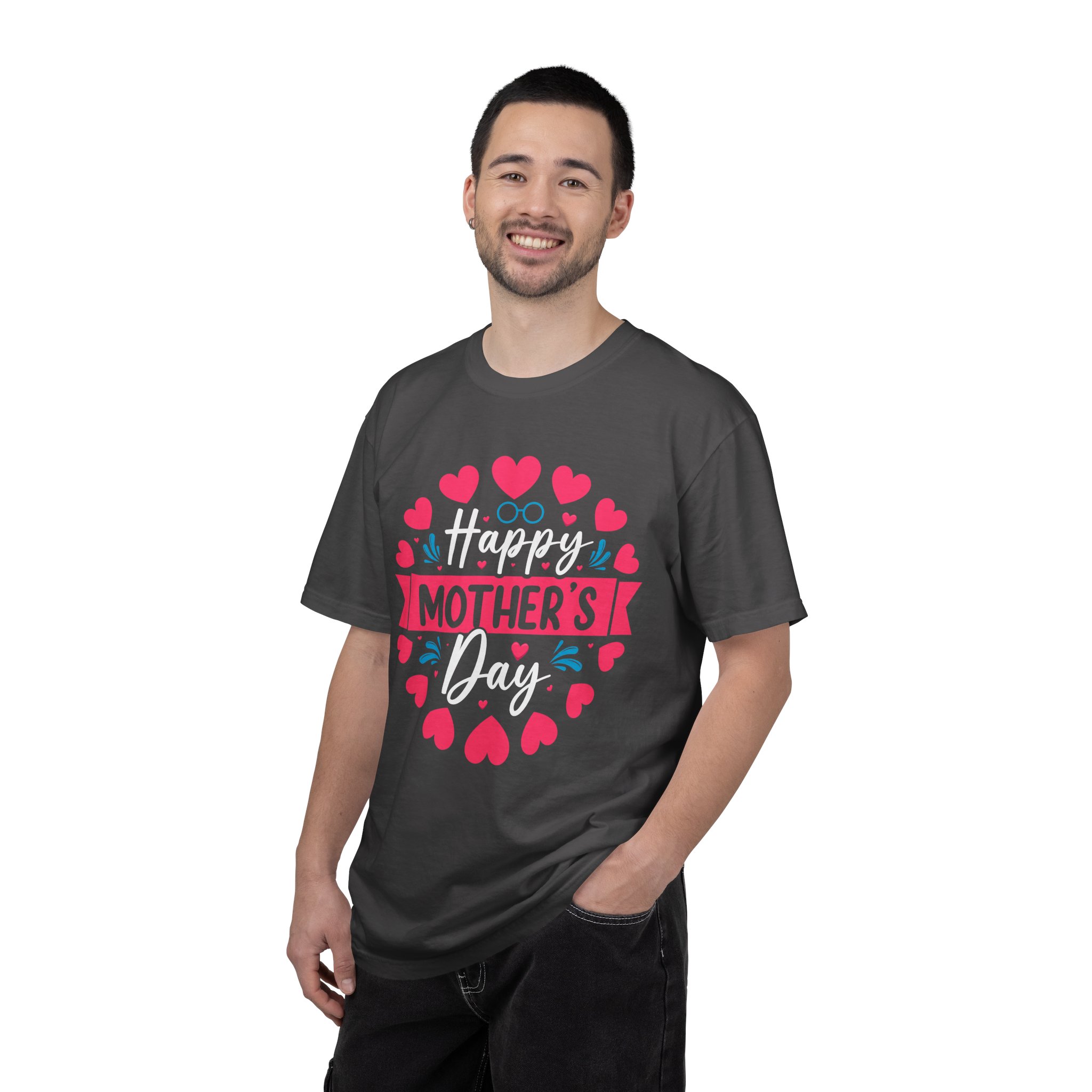 Happy Mother’s Day Floral Heart T-Shirt – Cute Love Graphic Tee for Moms, Perfect Gift Giving & Celebration Wear. - Image 2
