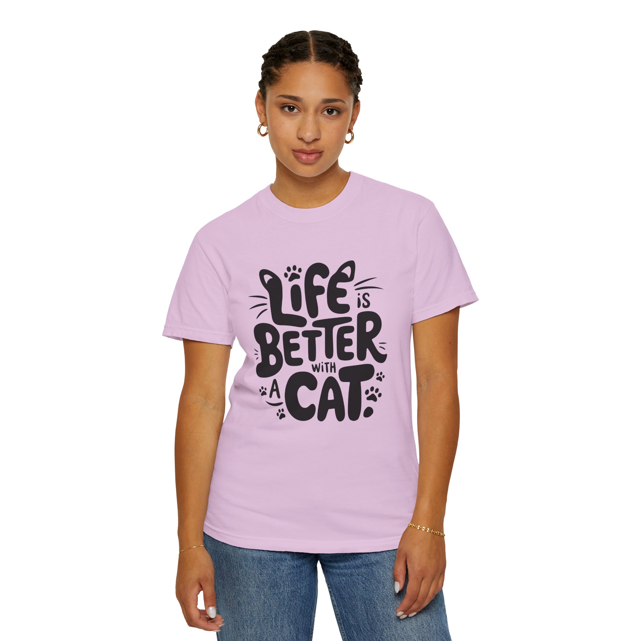 Life is Better with a Cat Unisex Tee, Cat Lover Gift, Animal T-Shirt, Cute Cat Shirt, Casual Wear for Cat Moms, Fun Pet Apparel. - Image 4