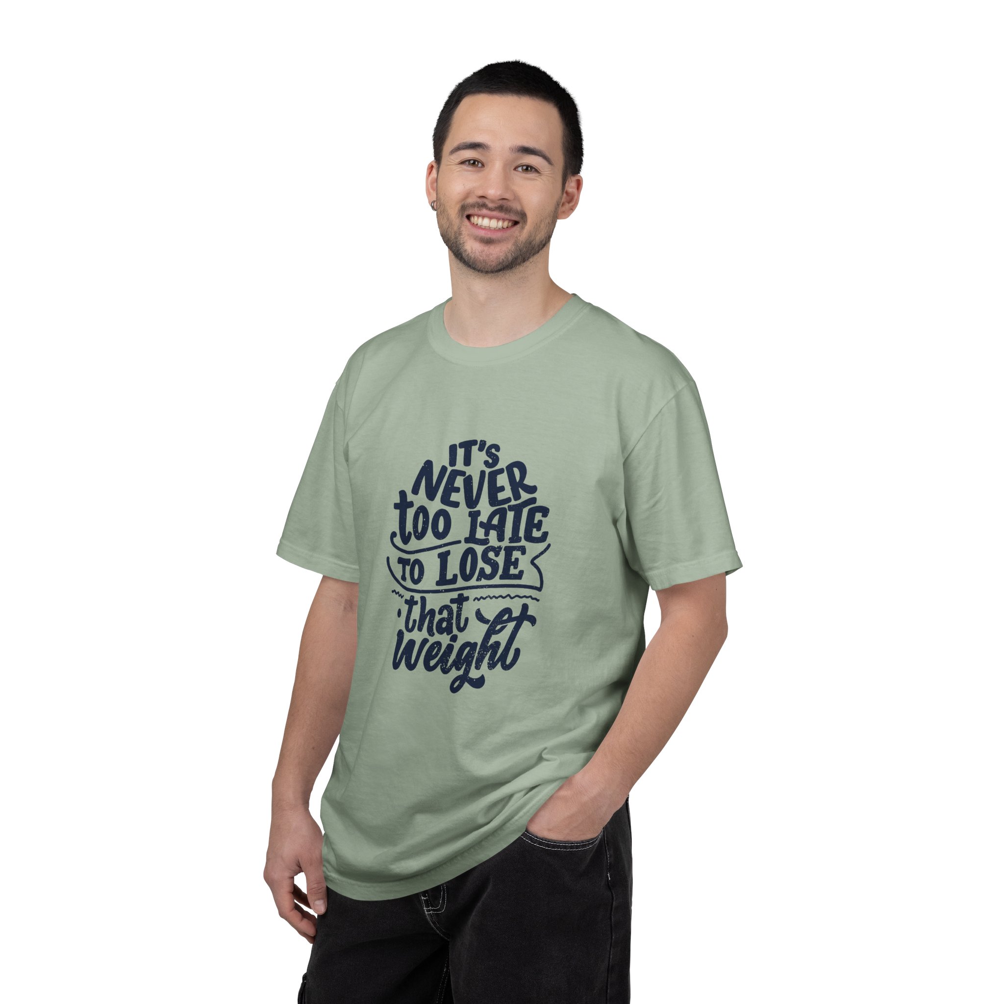 Motivational Unisex T-Shirt - "It's Never Too Late to Lose That Weight", Fitness Apparel, Gift for Health Enthusiasts. - Image 34