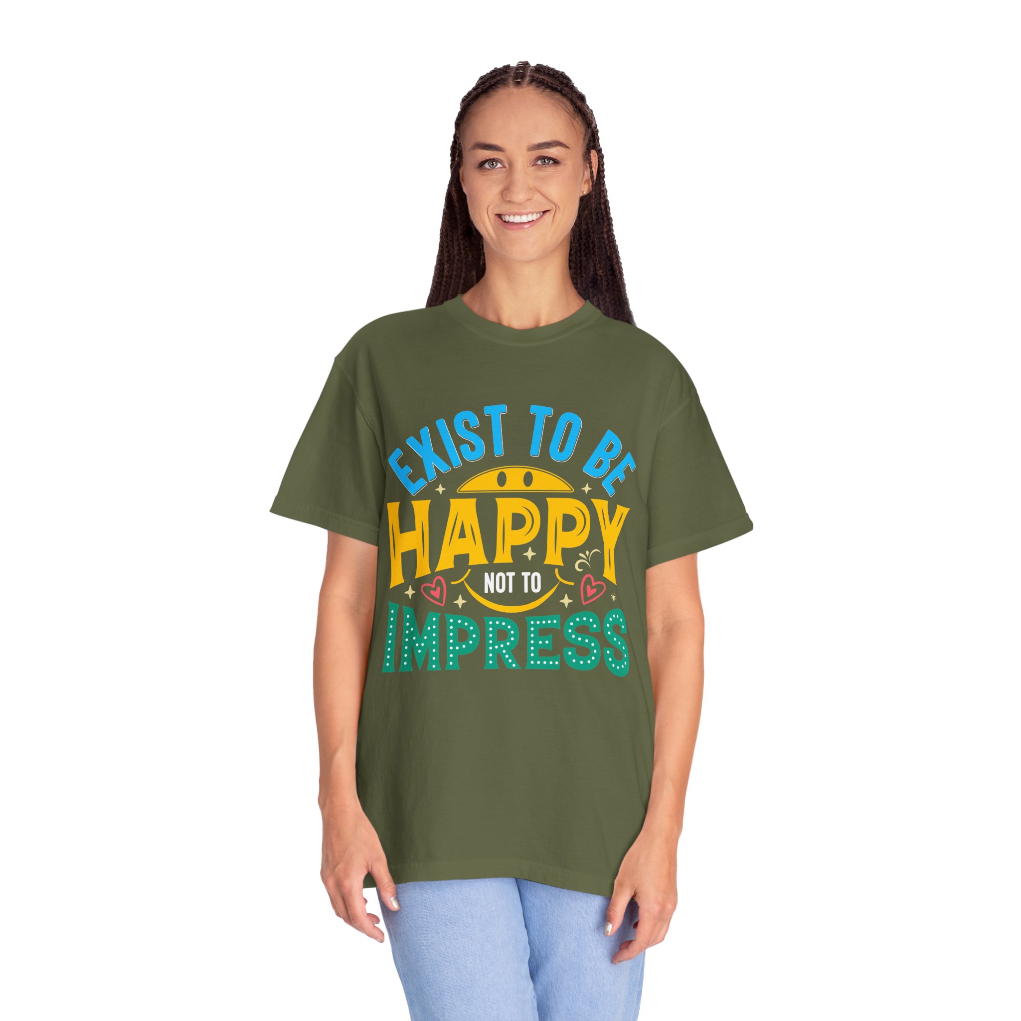 b2 - 2.2 - Exist to Be Happy Not to Impress T-Shirt – Positive Inspirational Graphic Tee for Self-Love & Authentic Living. - Image 11