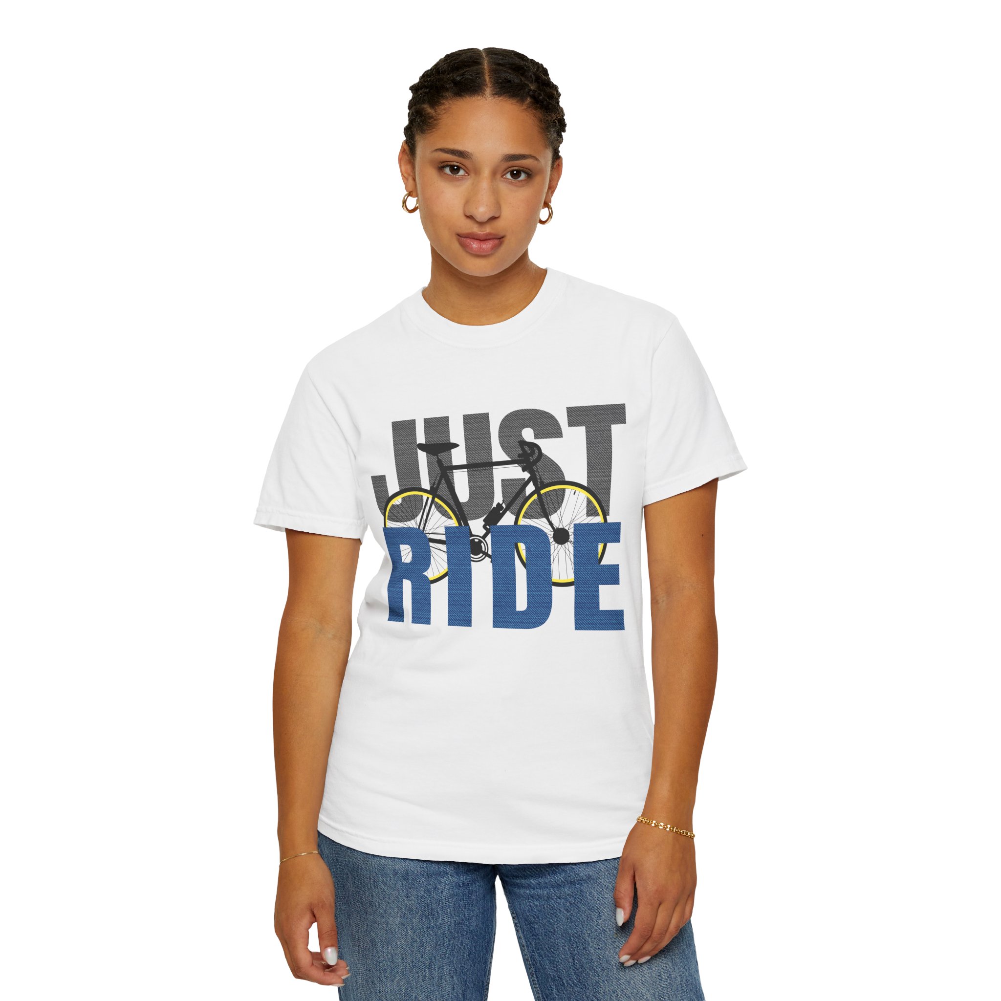 Unisex Cycling T-shirt, Just Ride Graphic Tee, Sporty Casual Wear, Cycling Gift, Active Lifestyle Apparel, Bike Lover Shirt. - Image 4