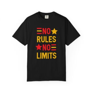 No Rules No Limits Graphic T-Shirt – Bold Retro Star Typography Tee for Streetwear Lovers & Trendy Style.