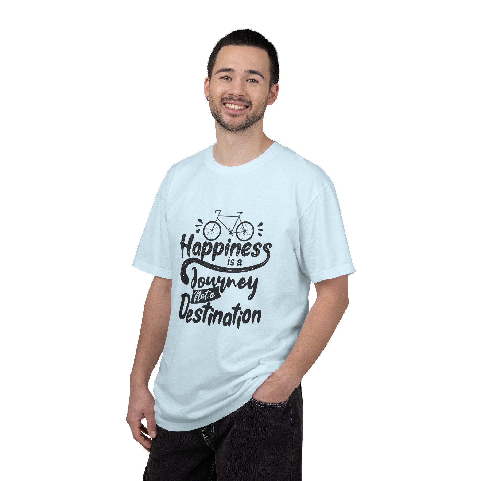 Inspirational T-Shirt, Happiness Journey Tee, Bike Lovers Gift, Casual Wear, Motivational Apparel, Adventure Clothing. - Image 2