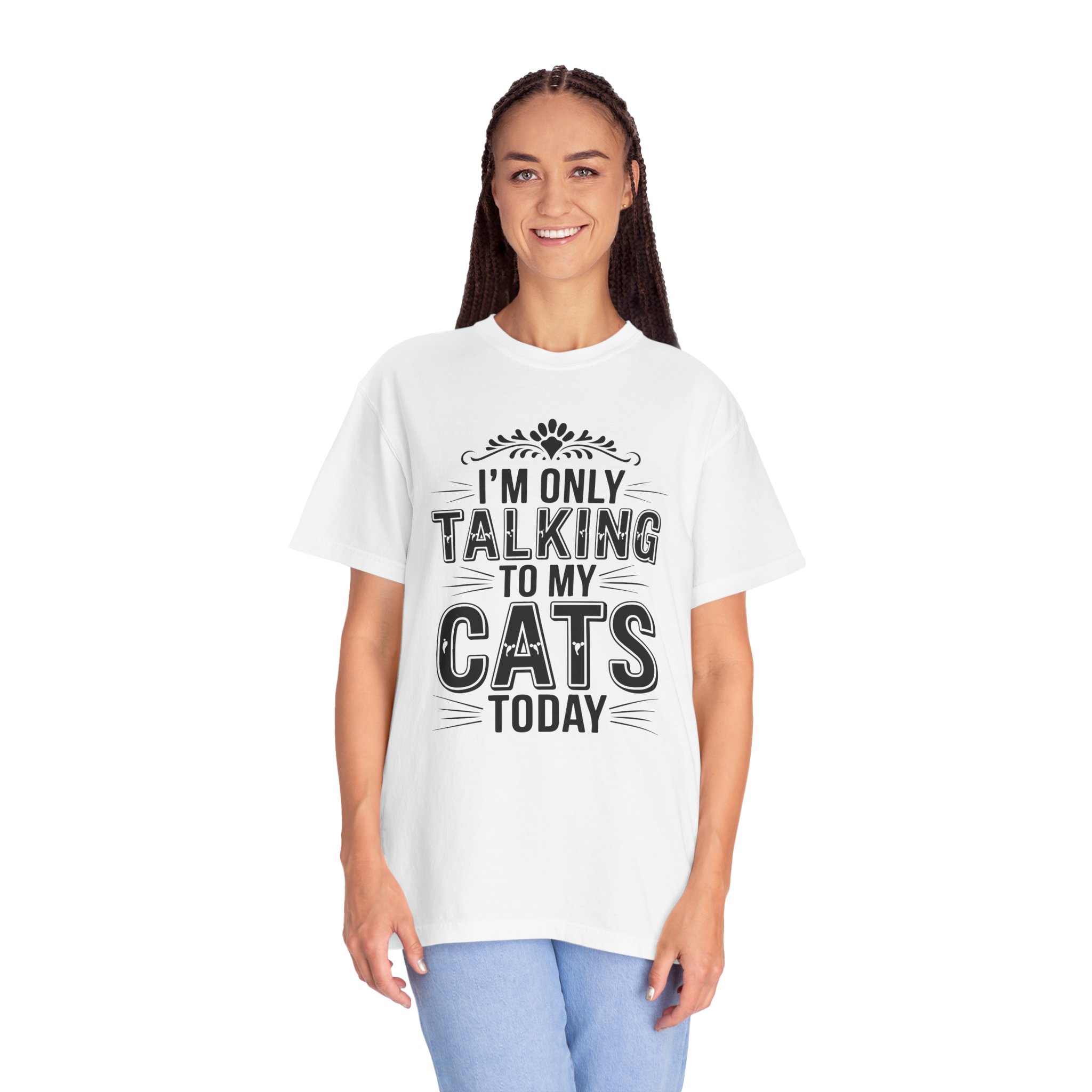 b2 - 5.6 - I’m Only Talking to My Cats Today T-Shirt – Funny Cat Lover Graphic Tee for Introvert Vibes & Cozy Pet Lover Style. - Image 11