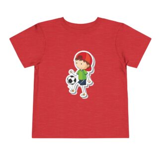 Cute Boy Kicking Soccer Ball Toddler T-Shirt – Fun Sports Graphic Tee for Kids, Boys & Girls.