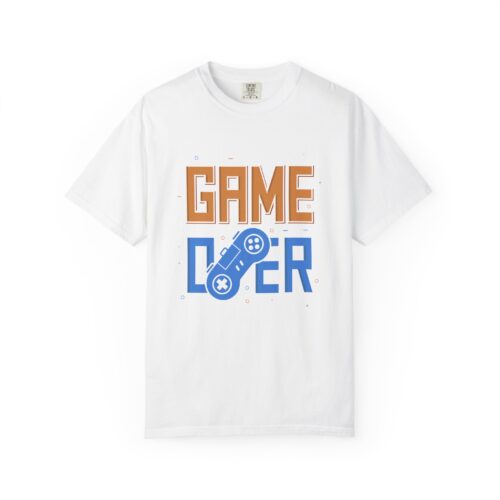 Game Over Unisex Garment-Dyed T-Shirt, Gamer Gift, PlayStation Tee, Retro Gaming Shirt, Casual Wear, Birthday Present.