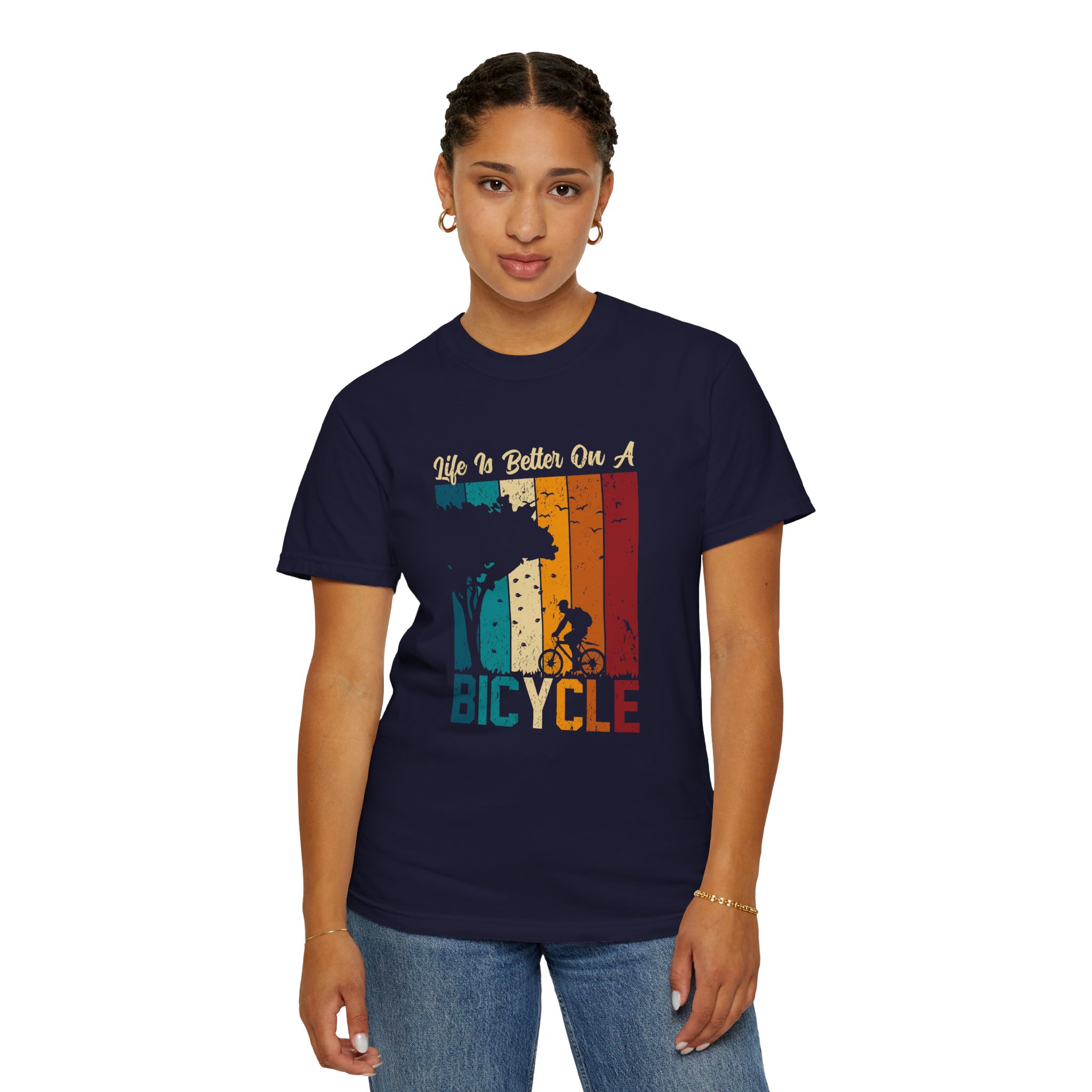 Bicycle Adventure T-Shirt, Unisex Garment-Dyed Tee for Cycling Enthusiasts, Perfect Gift for Riders, Eco-Friendly Apparel, Summer Outing Top. - Image 4