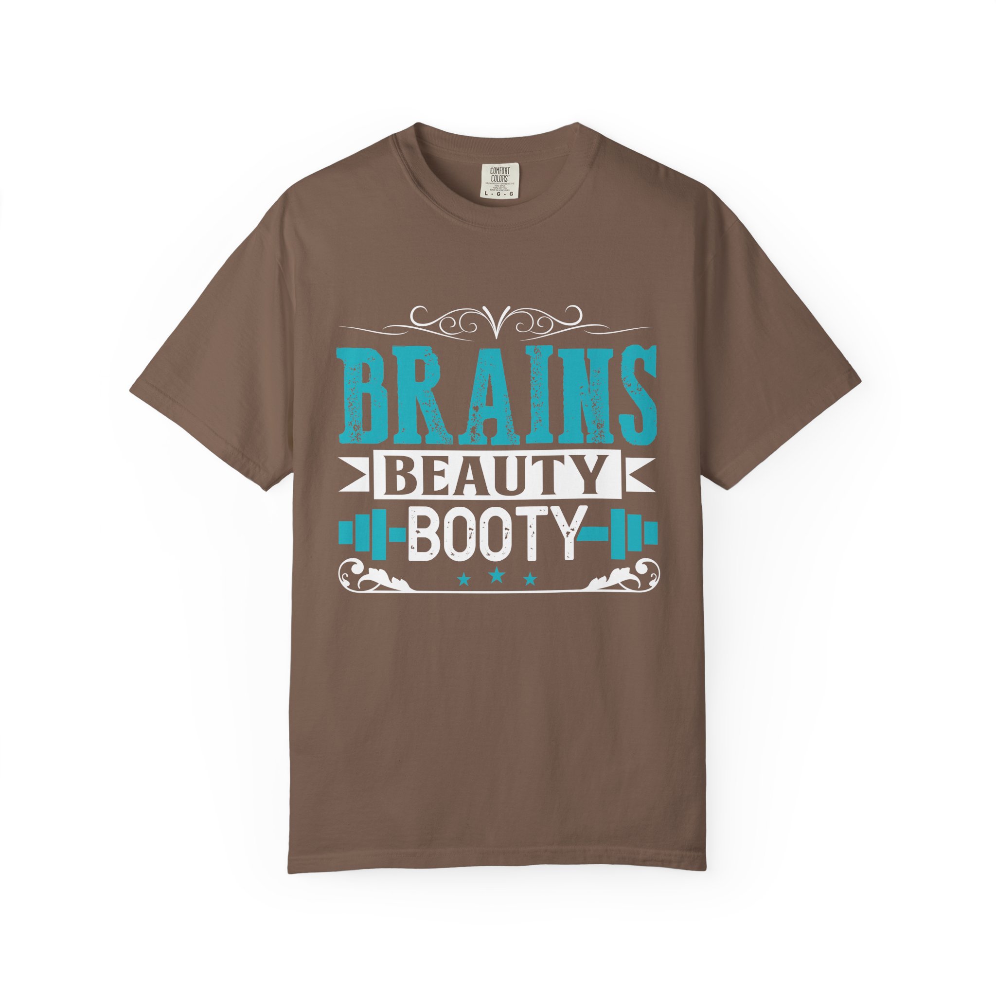 b2 - 6.12 - Brains Beauty Booty T-Shirt – Motivational Fitness Graphic Tee for Confidence, Strength & Empowered Style. - Image 9