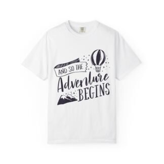 C - 14.1b - Adventure Begins Unisex T-Shirt, Travel Tee, Gift for Wanderlust, Adventure Apparel, Casual Wear, Explorer Top.