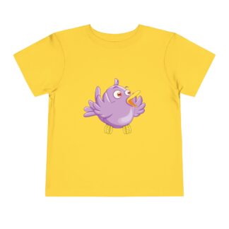 Cute Purple Cartoon Bird Toddler T-Shirt – Adorable Animal Graphic Tee for Kids, Boys & Girls.