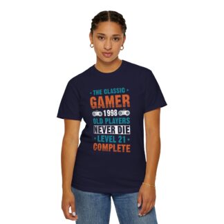 Retro gaming t shirts - Gamer 1998 Old Players Never Die Level 21 Complete Unisex Tee - Image 12