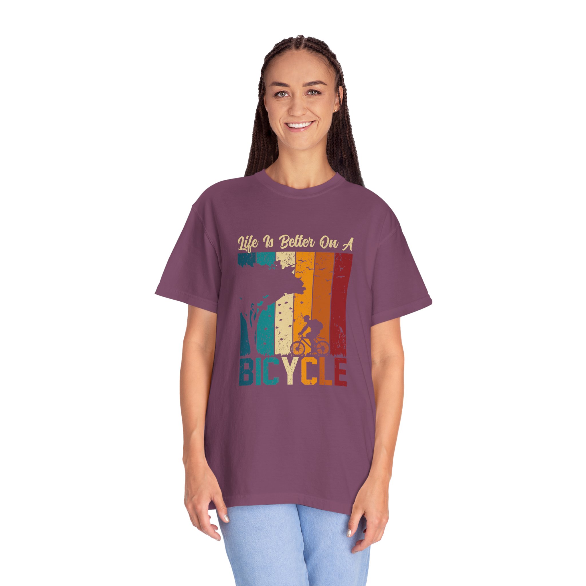 Bicycle Adventure T-Shirt, Unisex Garment-Dyed Tee for Cycling Enthusiasts, Perfect Gift for Riders, Eco-Friendly Apparel, Summer Outing Top. - Image 35
