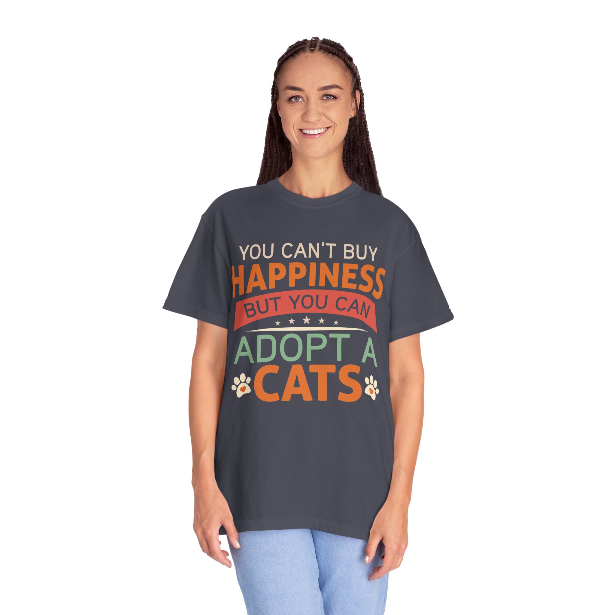 b2 - 5.16 - You Can’t Buy Happiness But You Can Adopt a Cat T-Shirt – Rescue Cat Lover Graphic Tee for Adoption Awareness & Heartwarming Pet Vibes. - Image 27